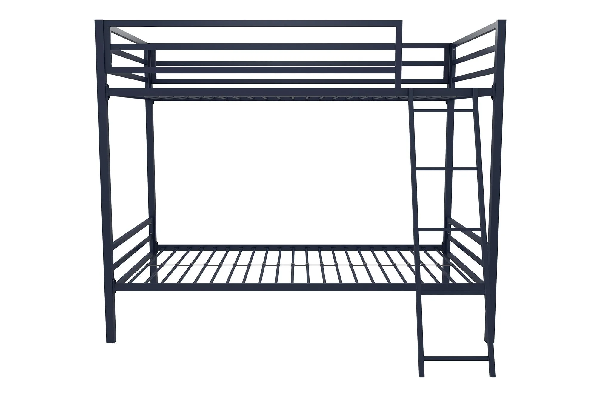 Novogratz Maxwell Twin-Over-Twin Metal Bunk Bed with Ladder and Guardrails, Easy Assembly, Navy Blue