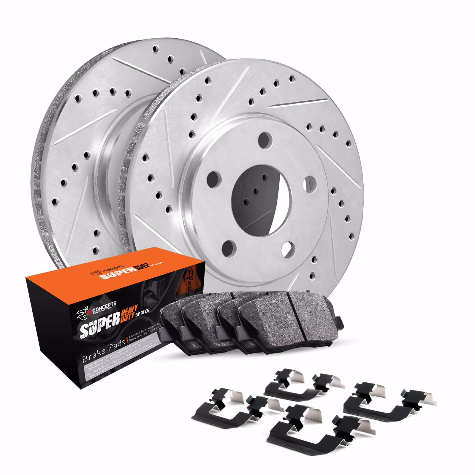 R1 Concepts Front Brakes and Rotors Kit |Front Brake Pads| Brake Rotors and Pads| Super Duty Brake Pads and Rotors| Hardware Kit WGXH1-40121