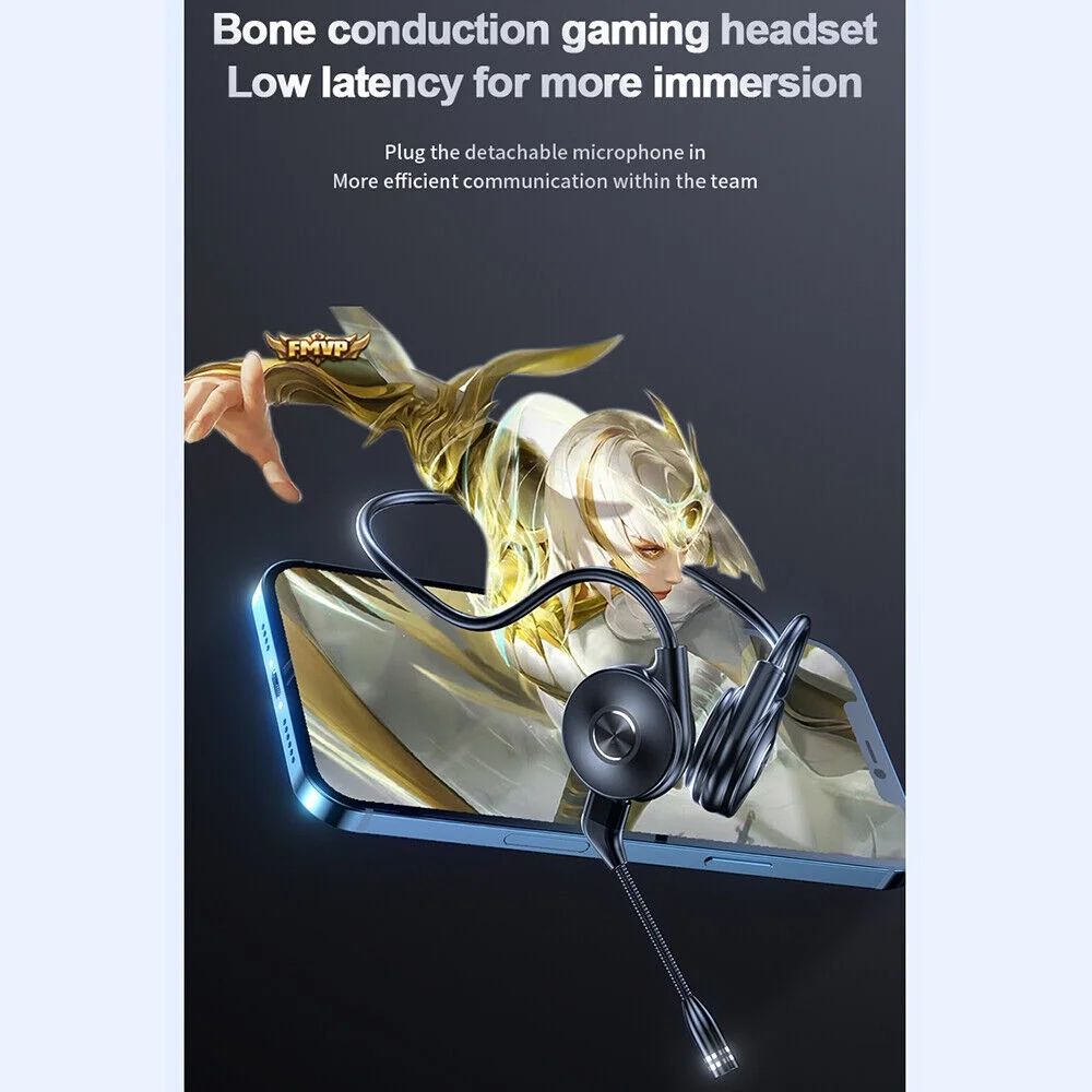 Bluetooth 5.0  Wireless Bone Conduction Headsets Open Ear Headphones MIC