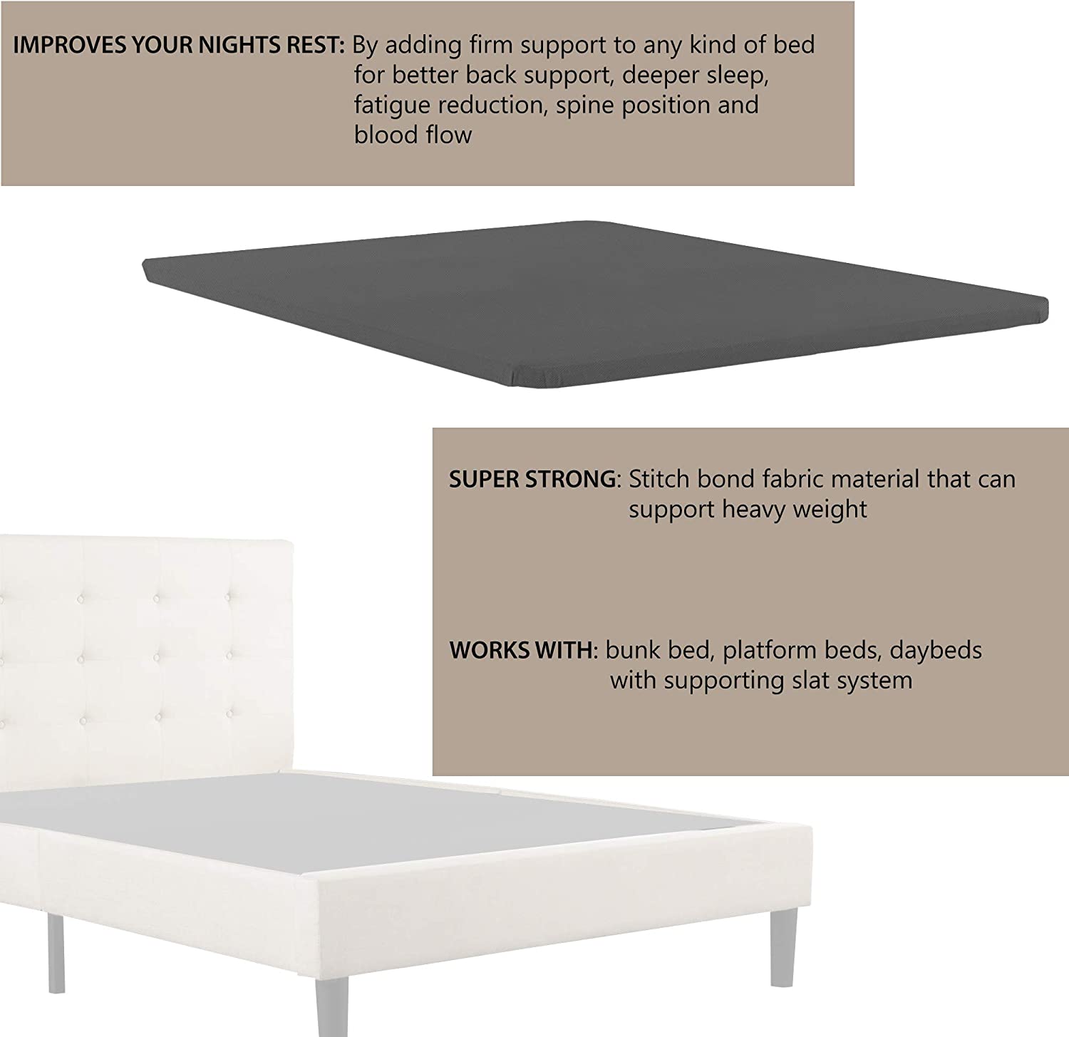 YGDU Fully Assembled 2 Inch Foundation Bunkie Board, Twin