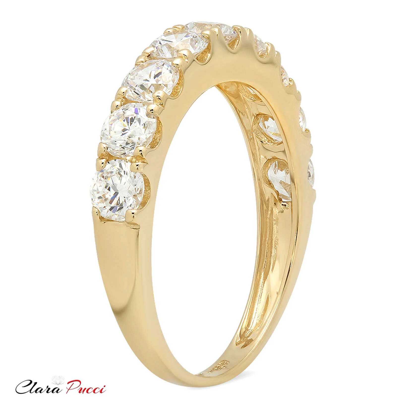 1.44 ct Round Cut Clear Simulated Diamond Precious Gemstone 18K Yellow Gold Customizable Robotic Laser Engraving Stackable Everlasting Unique Art Deco Statement Engagement Wedding Ring Band Size 4.5