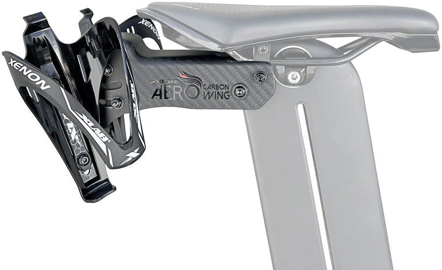 Xlab Aero Carbon Wing Behind Saddle Water Bottle Cage Mount - Includes 2 Xenon Cages