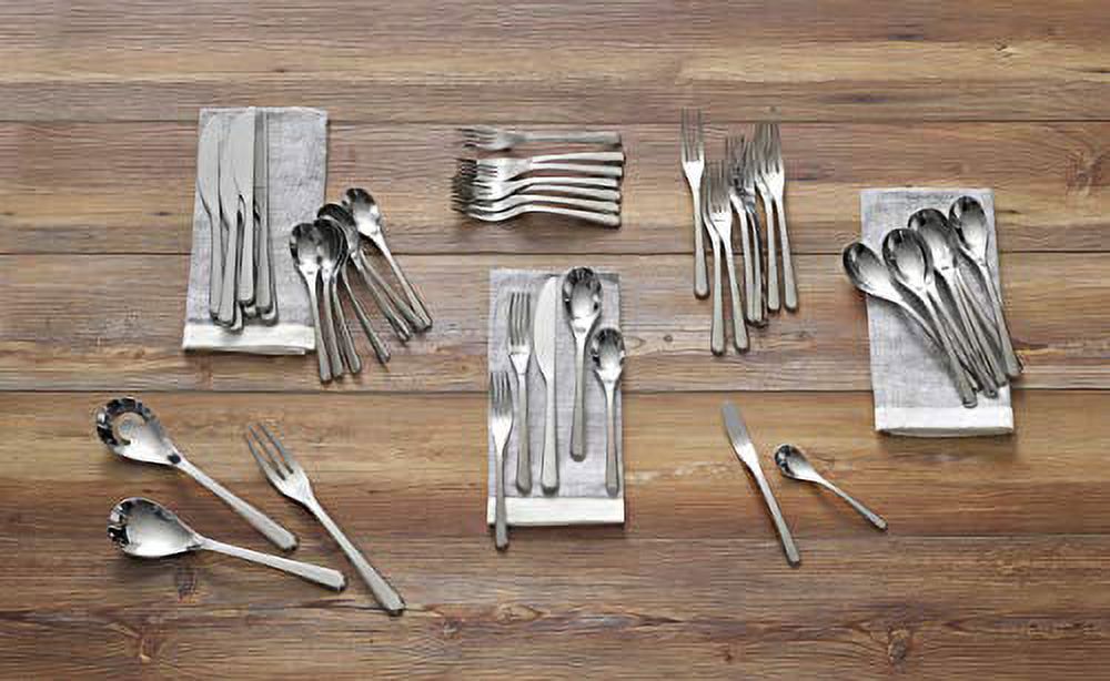 Nambe Aura 45 Piece Stainless Steel Flatware Set, Silver