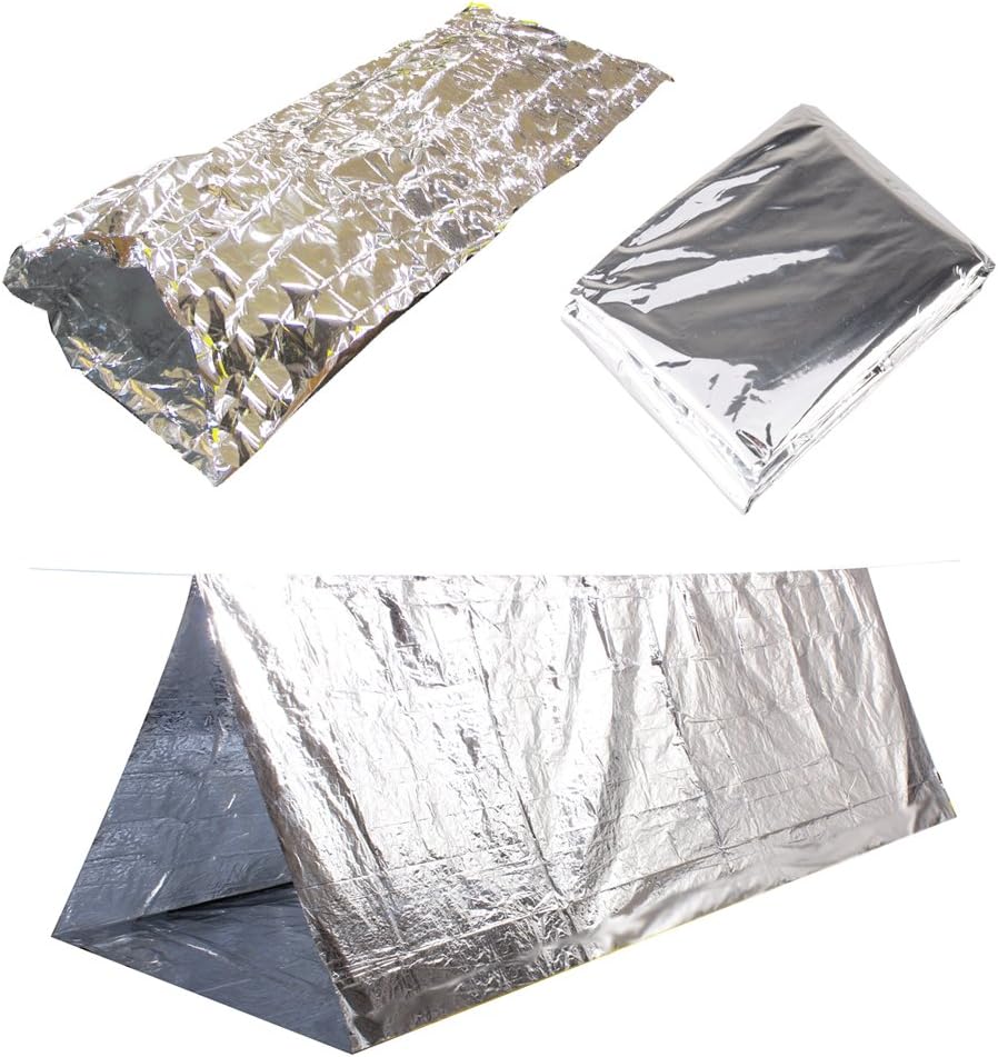 Emergency Thermal Outdoor Survival Camping Kit - Blanket, Tent, Sleeping Bag