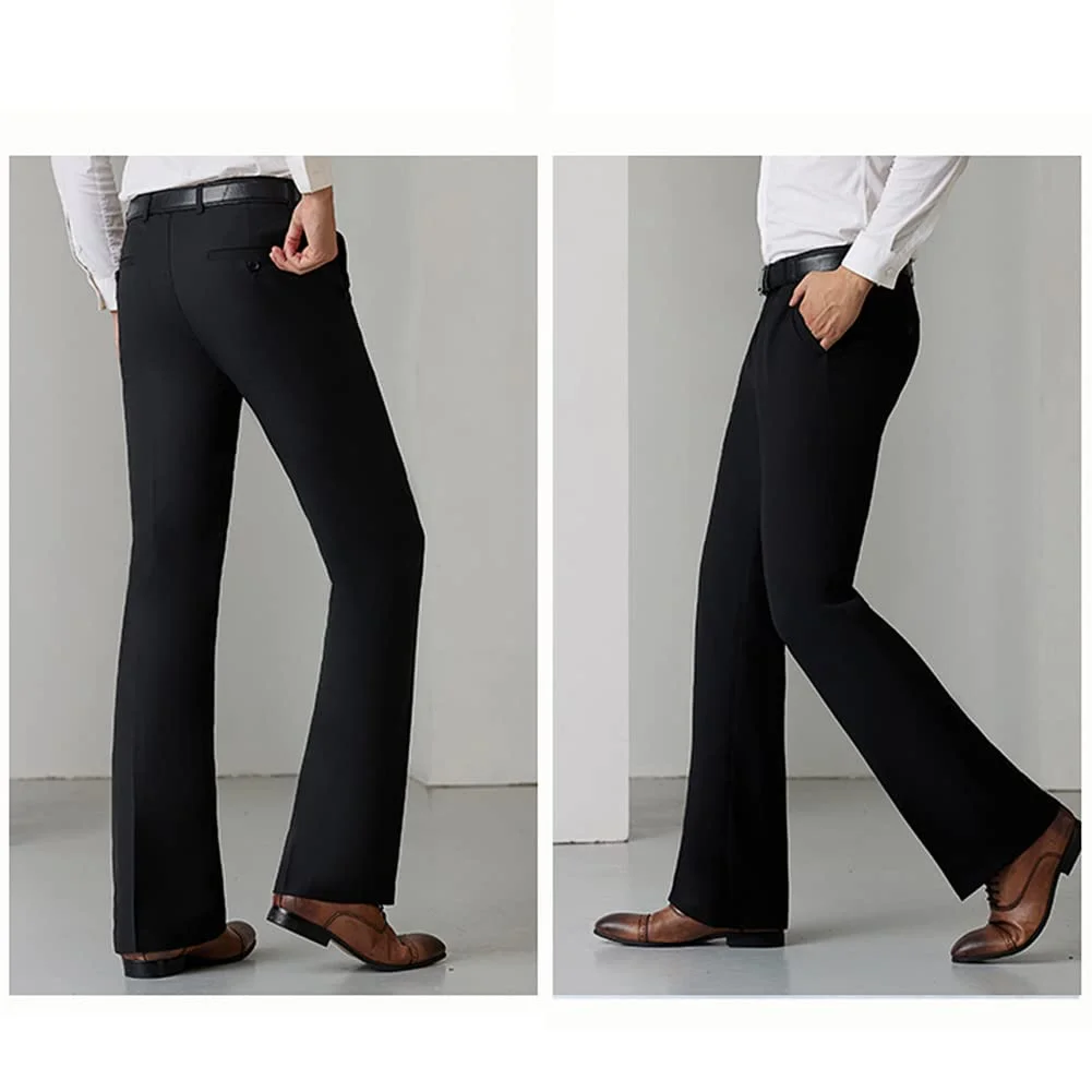 HAORUN Men Bell Bottom Flared Pants Slim Fit Vintage 60s 70s Formal Dress Bootcut Trousers