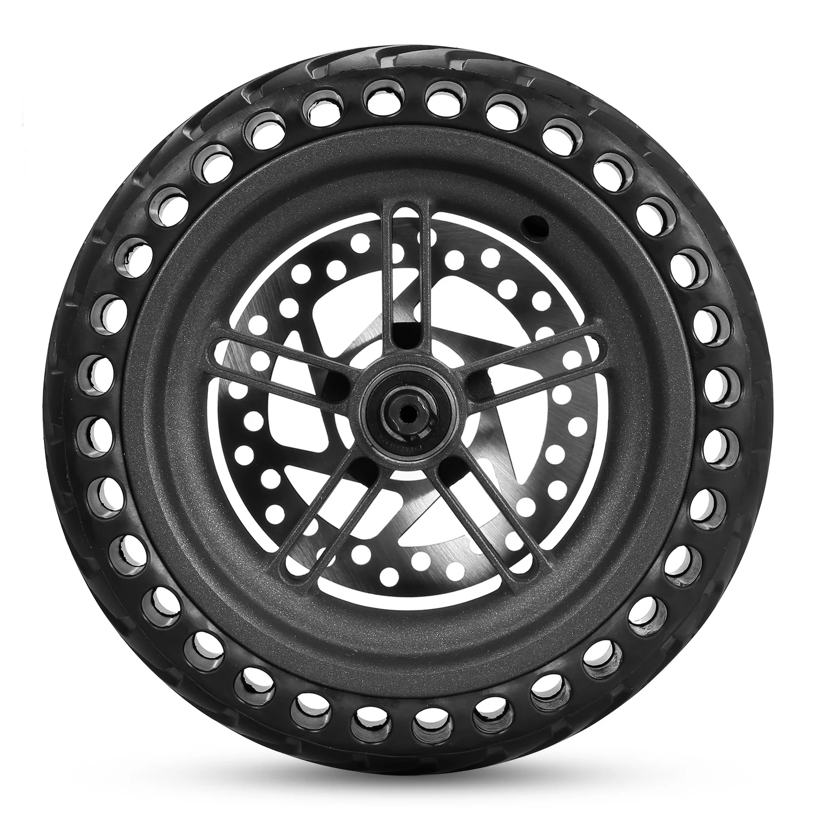 Electric Scooter Rear Tire with Wheel Hub Disc Brake Set 8.5 inches Solid Electric Scooter Wheel Replacement for M365 Electric Scooter Spare Parts