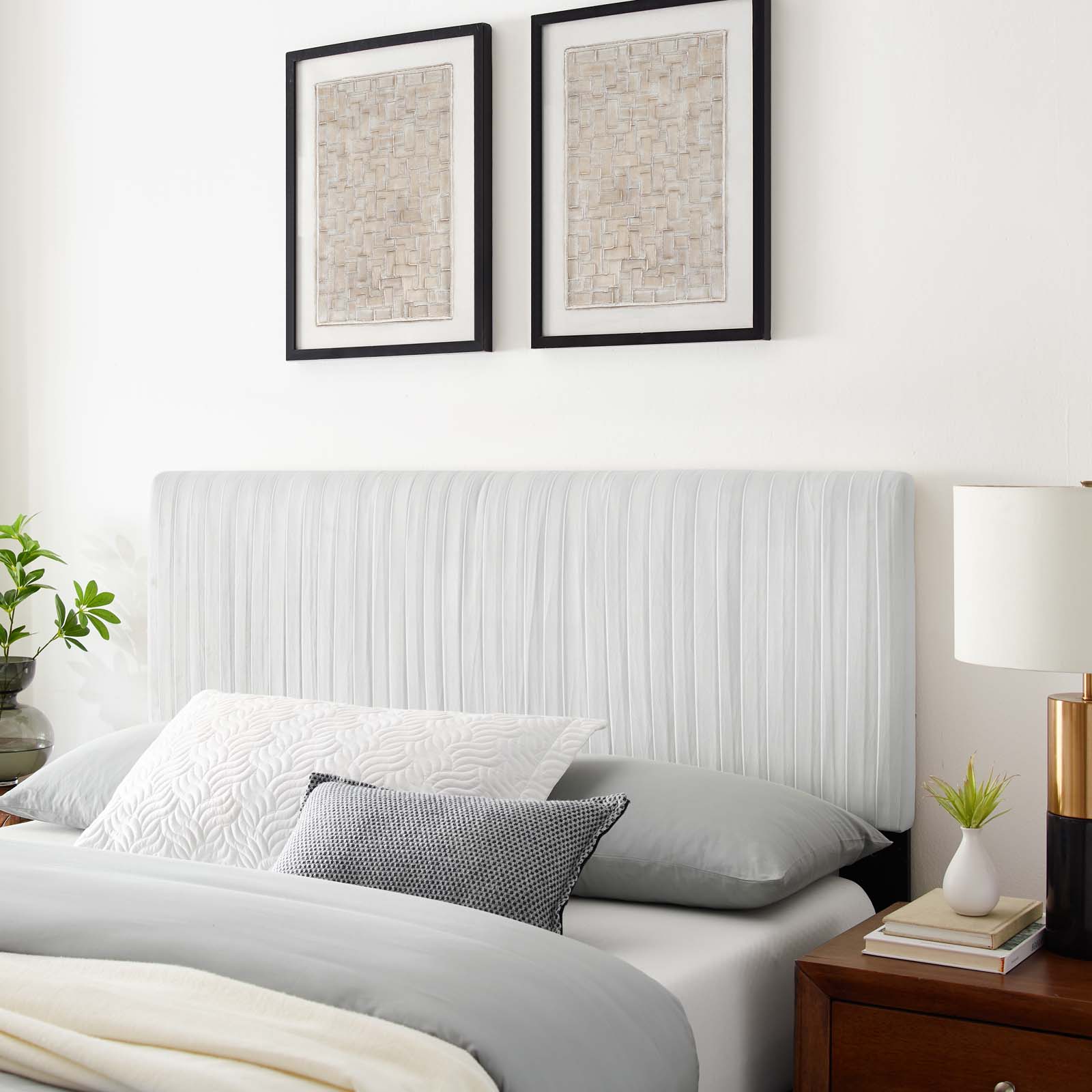 Tufted Headboard, Twin Size, Velvet, White, Modern Contemporary Urban Design, Bedroom Master Guest Suite