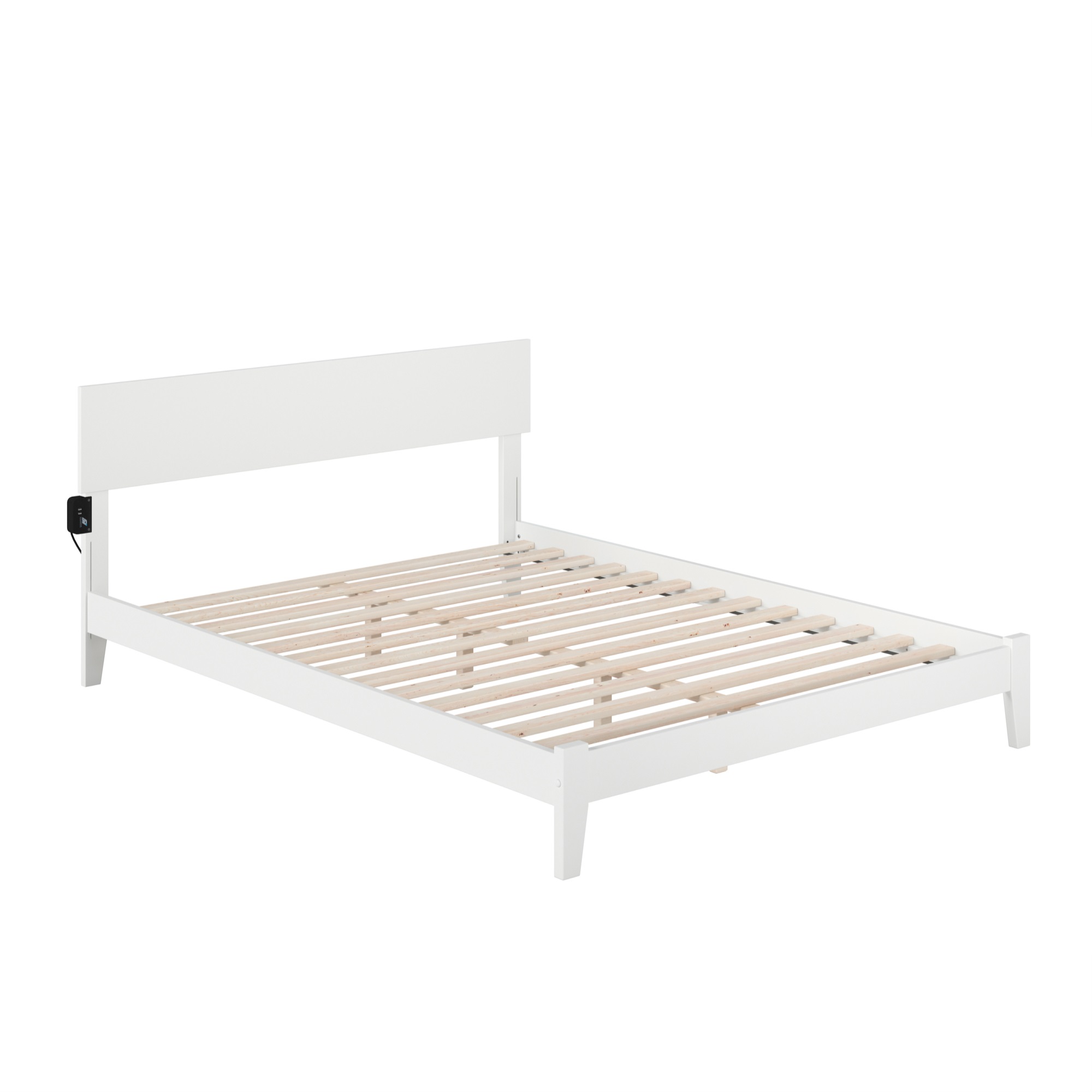 Orlando Queen Low Profile Wood Platform Bed in White