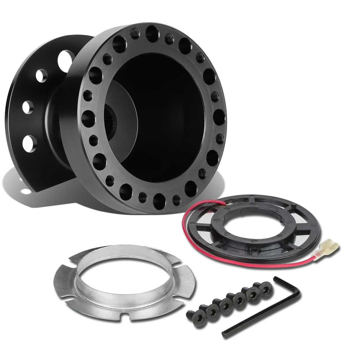 DNA Motoring HUB-ALU-OH90-BK Aluminum Steering Wheel 6 -Hole Hub Adaptor Kit (Black) - For 1988 to 1991 Civic / CRX / Integra 89 90