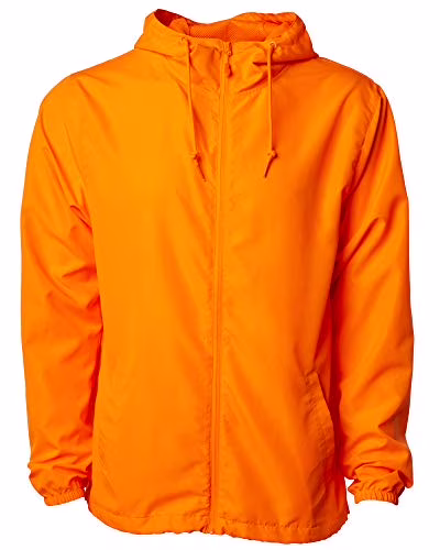 Global Blank Men?s Lightweight Windbreaker Winter Jacket Water Resistant Shell (Safety Orange, X-Large)