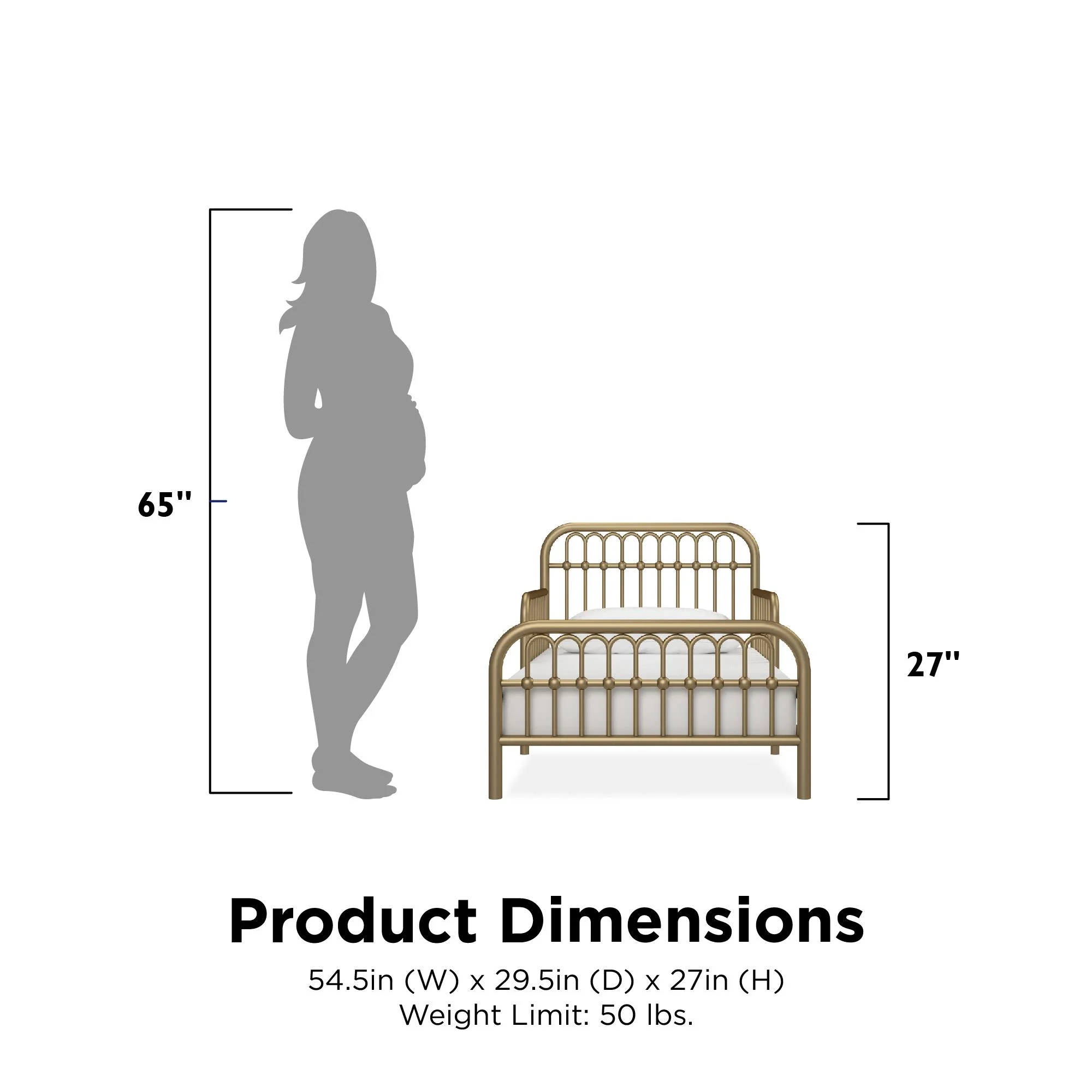 Little Seeds Monarch Hill Ivy Metal Toddler Bed, Gold