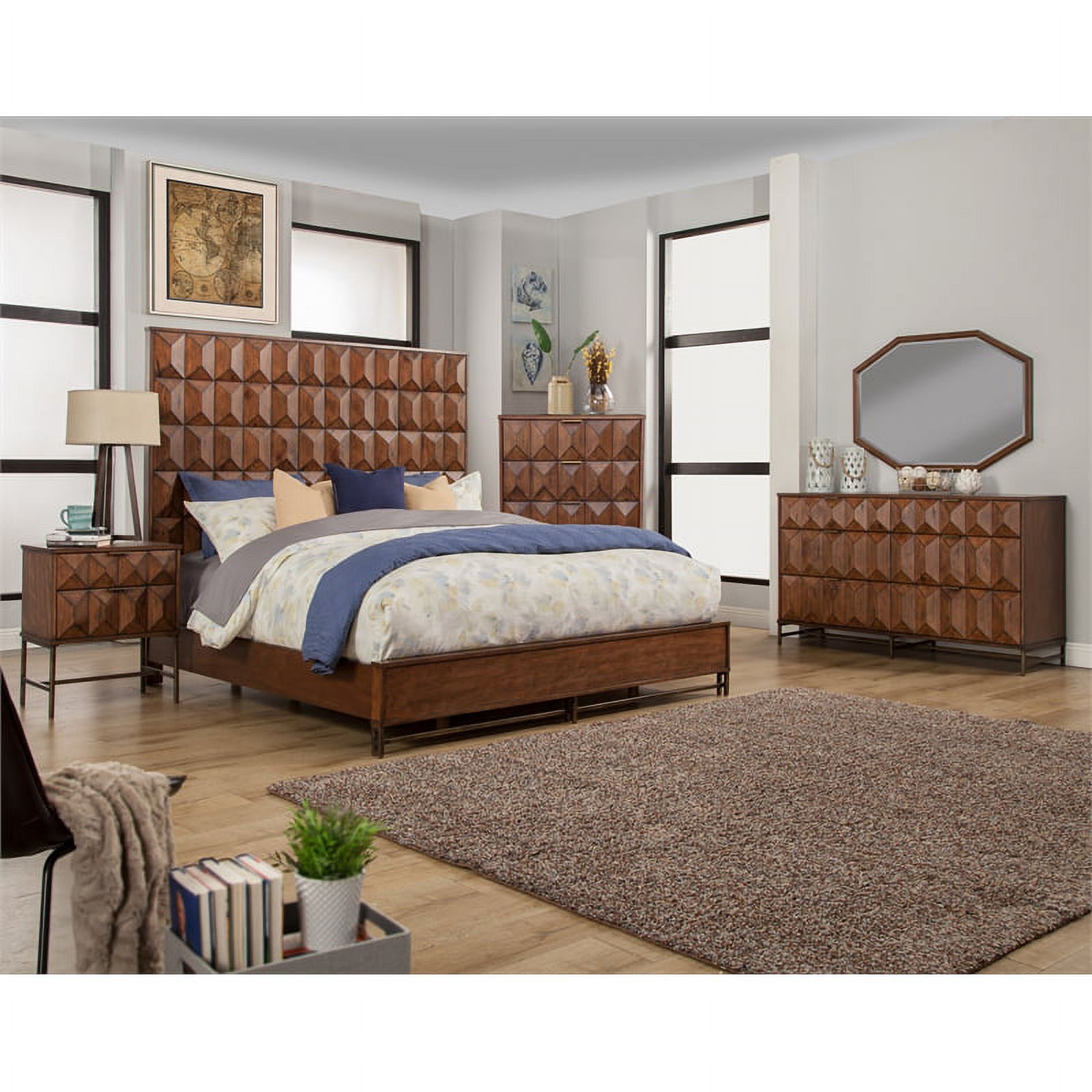 Home Square 2-Piece Set with Trig Standard King Headboard & 2 Drawer Nightstand