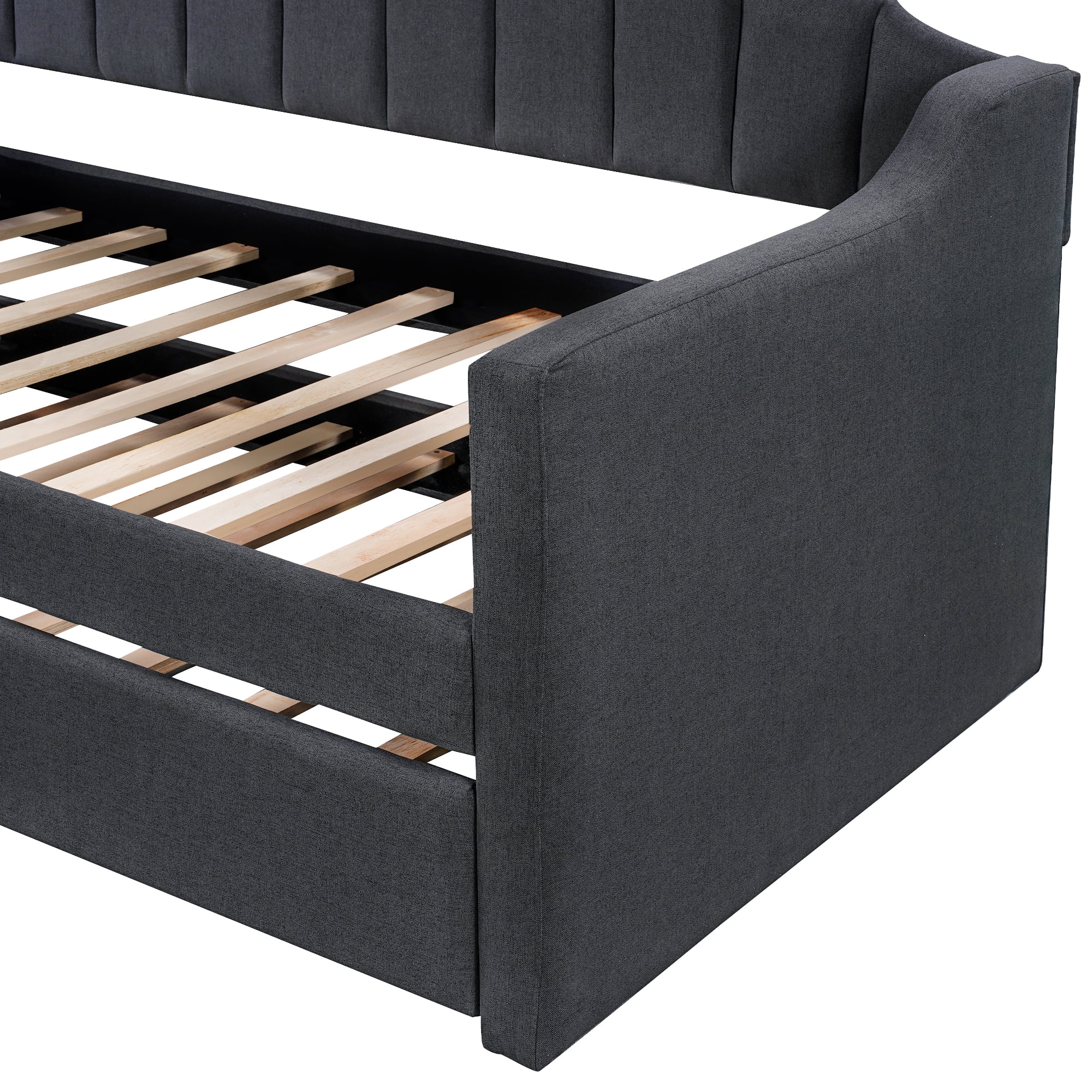 Docooler Upholstered Twin Daybed with Trundle,Black