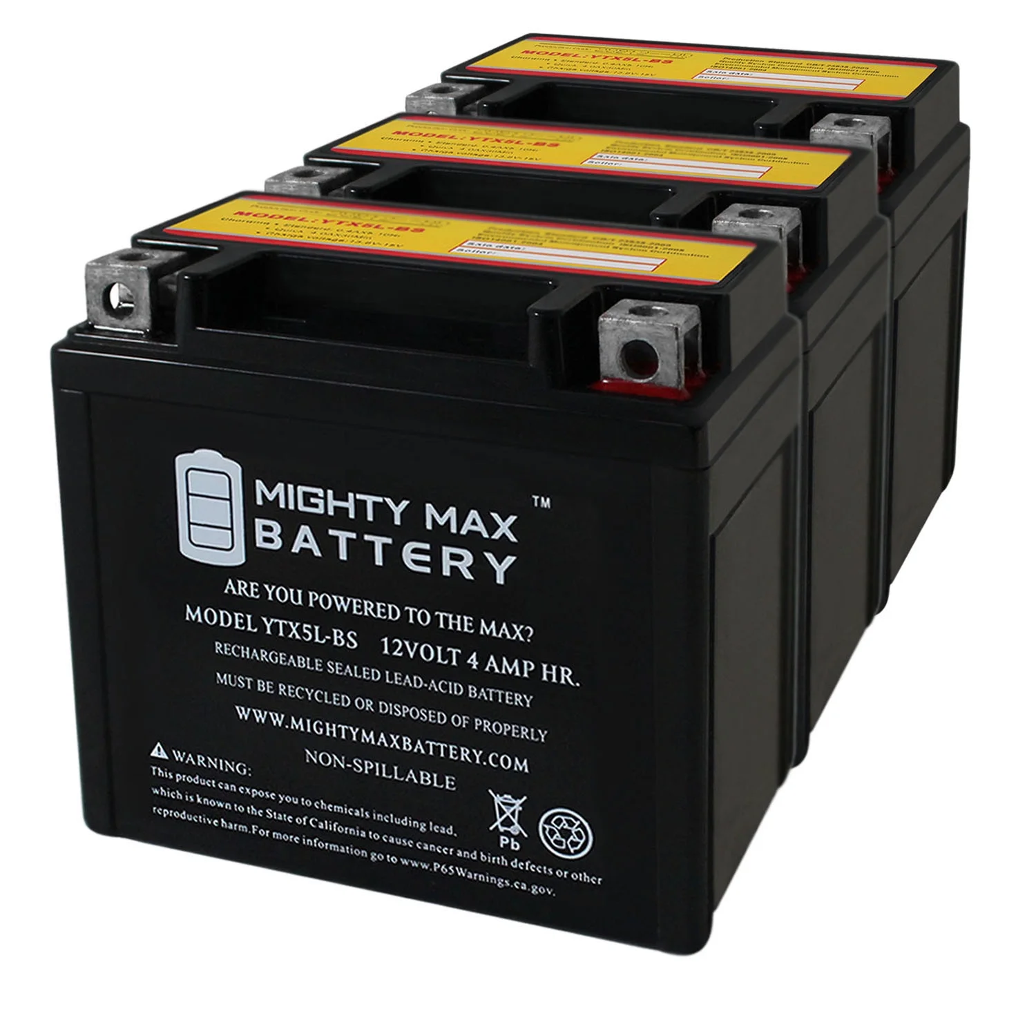 YTX5L-BS Battery for 2000 - 2001 Cannondale XC400 Motorcycle - 3 Pack