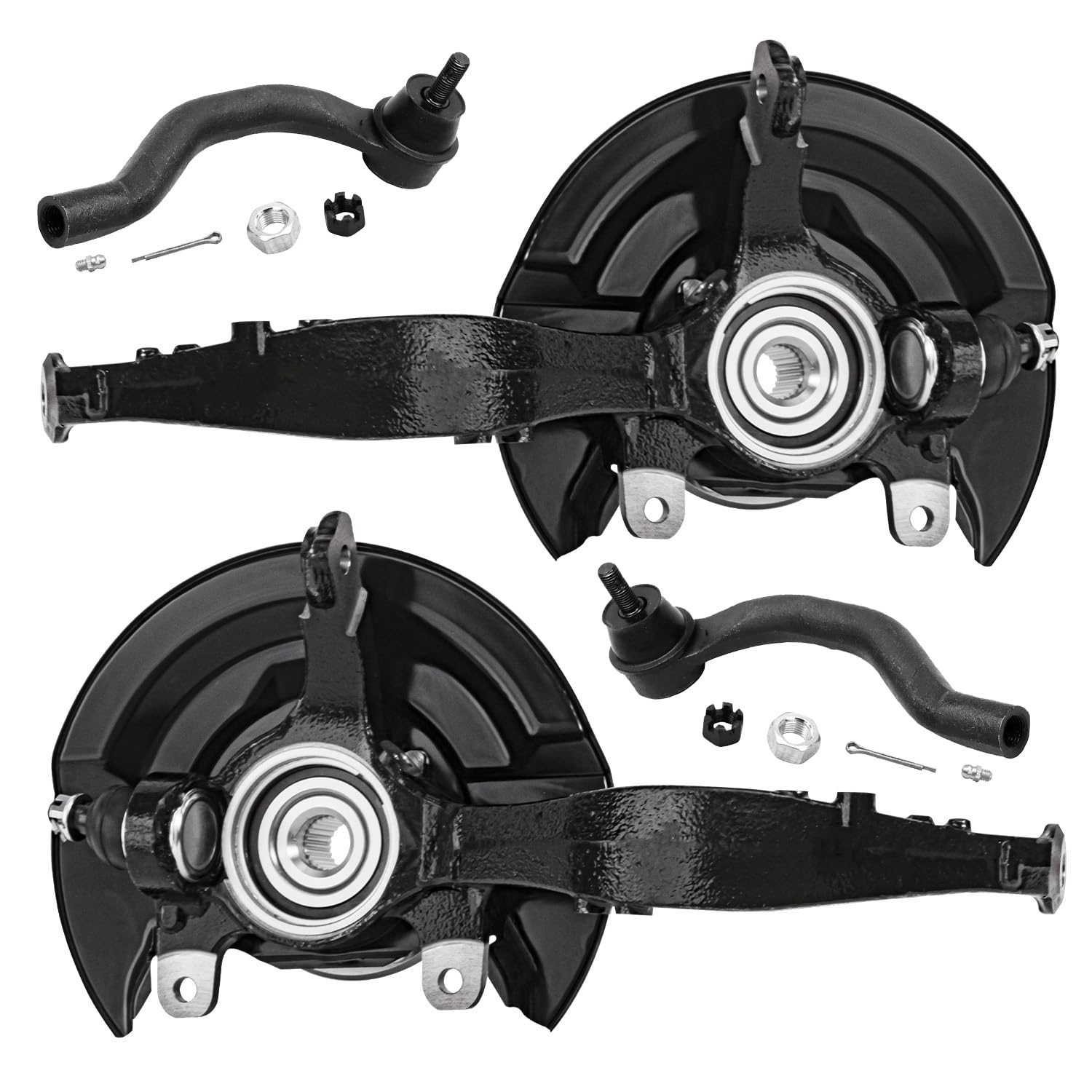 Detroit Axle - Front Steering Knuckles & Wheel Hub Bearing Outer Tie Rods Replacement for 2003-2007 Honda Accord 2.4L - 4pc Set