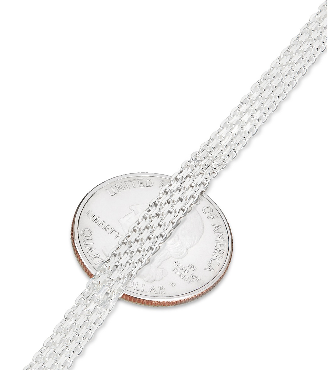 5.7mm Solid .925 Sterling Silver Flat Bismark Chain Bracelet, 9 inches