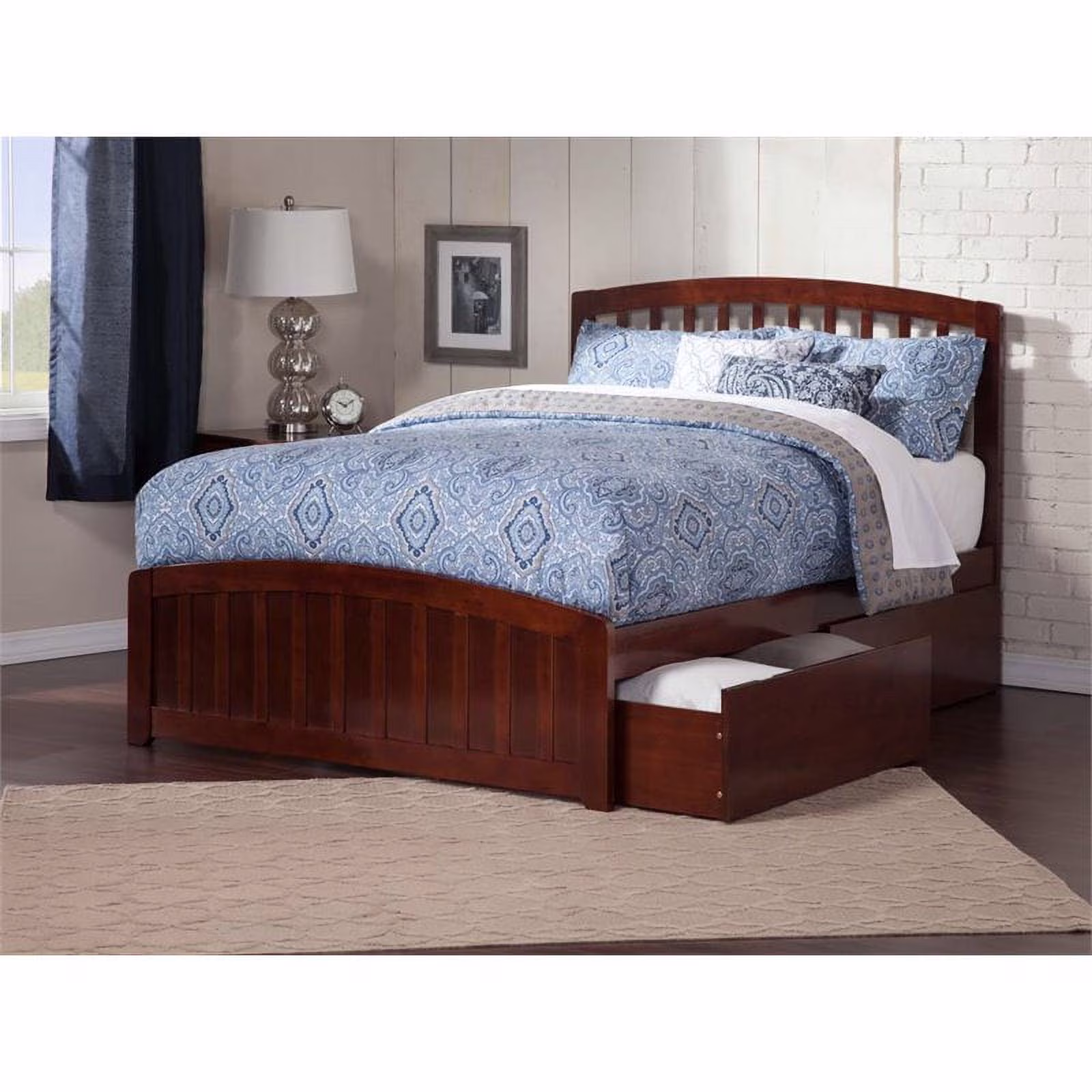 Leo & Lacey Urban Queen Storage Platform Bed in Walnut