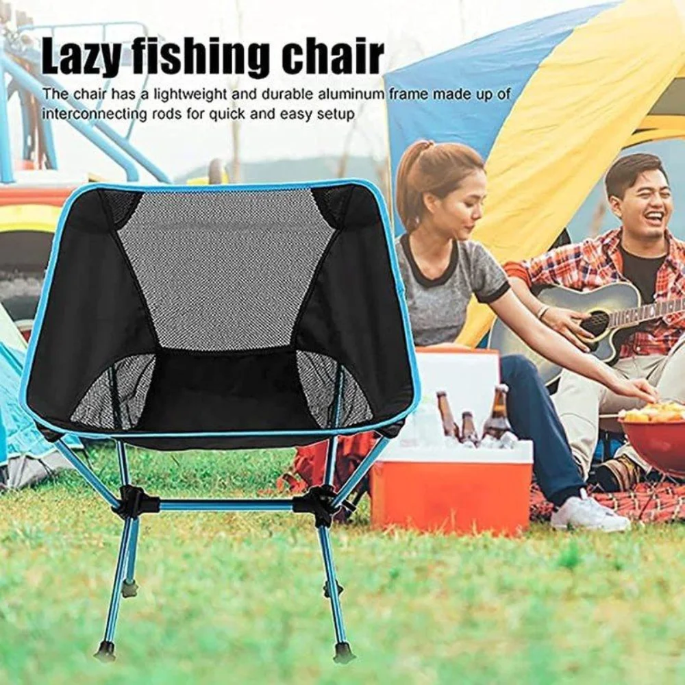 Ultralight Portable Camping Chair, Compact Folding Backpacking Chair, Collapsible Beach Chair with Carrying Bag for Outdoor Hiking Fishing Backyard Picnic Travel