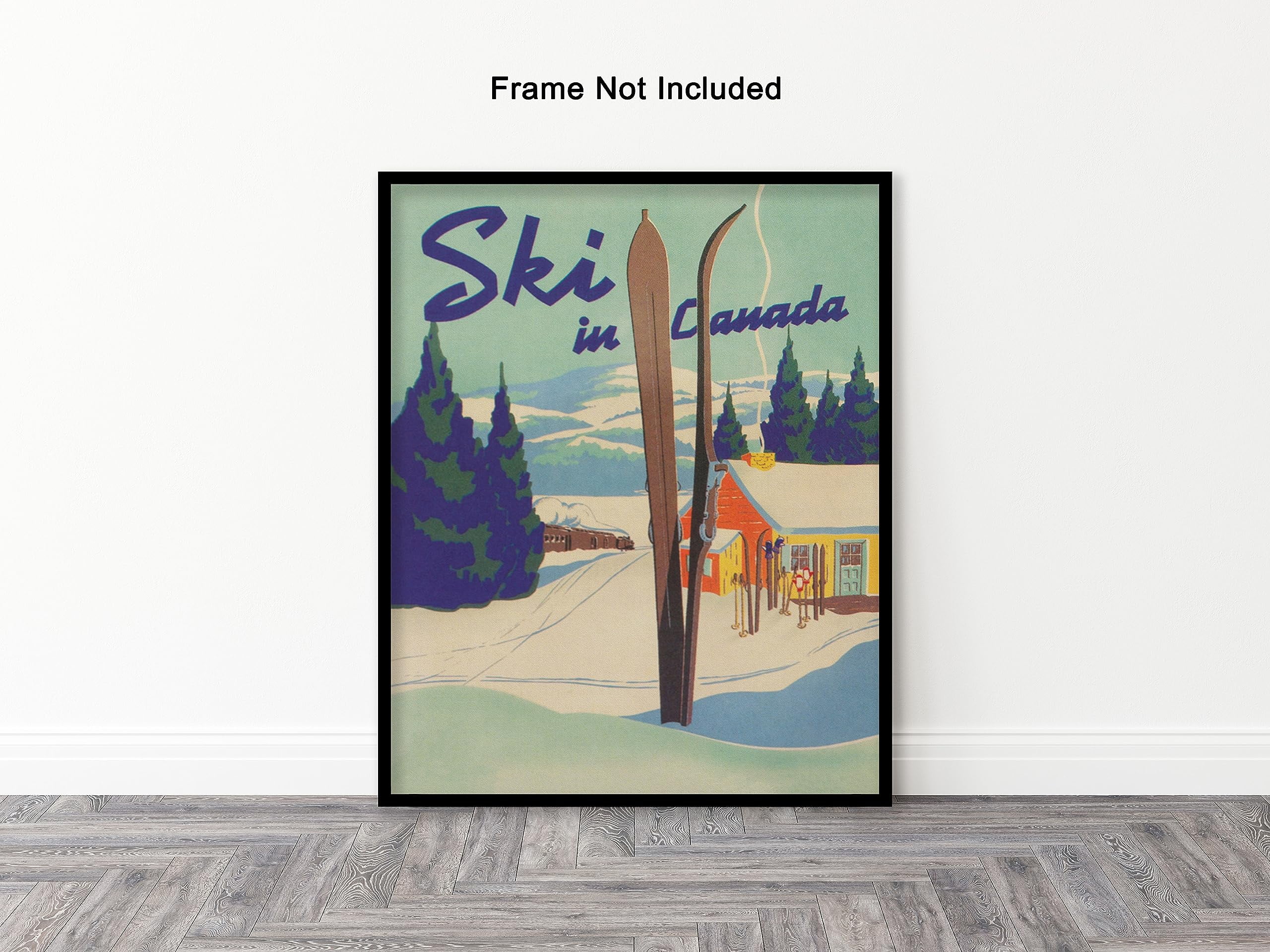 Poster Master Travel Poster - Vintage Ski in Canada Print - Winter Wall Decor - 16x20 Unframed Wall Art - Unique Wall Decor for Home, Living Room, Kitchen, Office, Bedroom, Bathroom