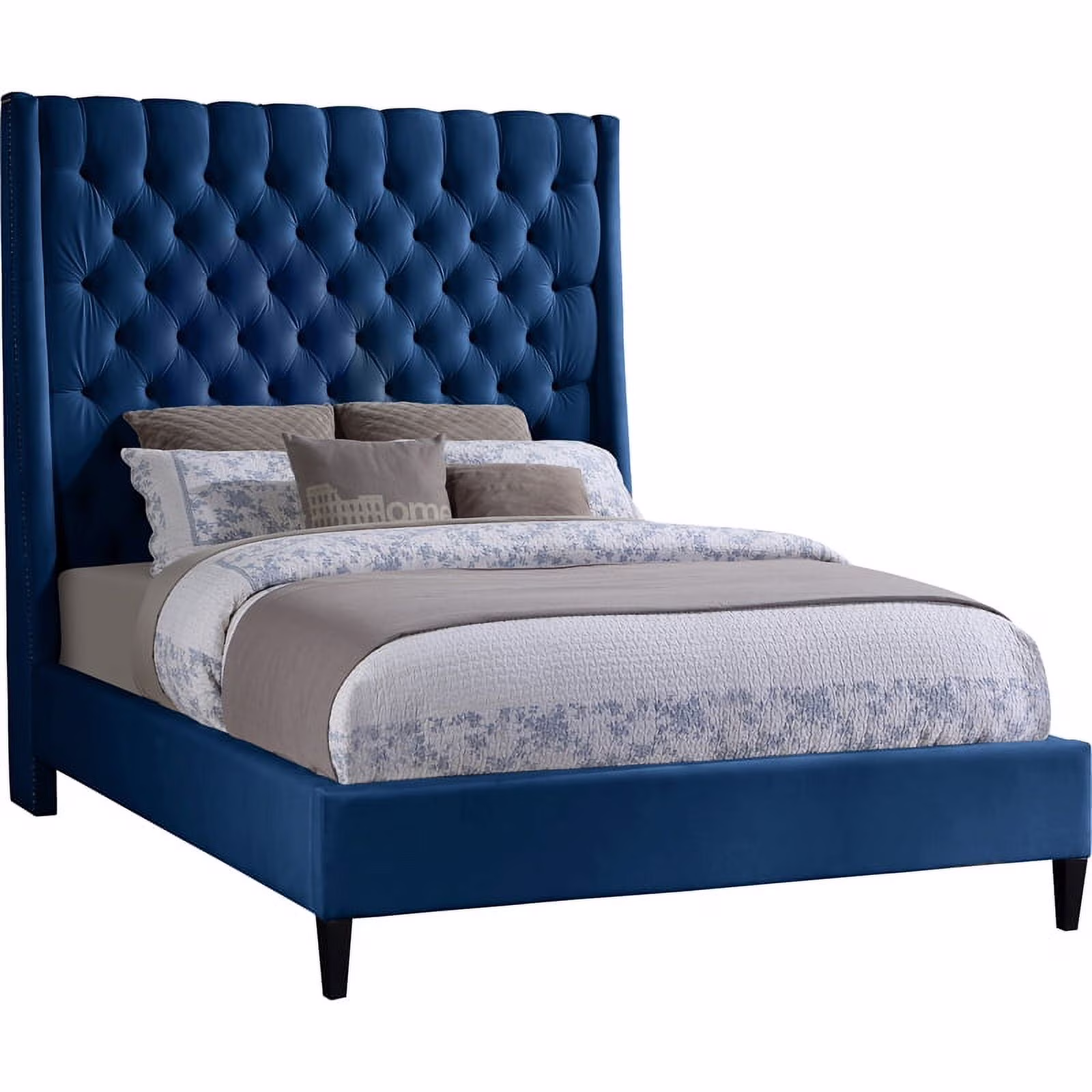 Meridian Furniture Fritz Navy Velvet King Bed