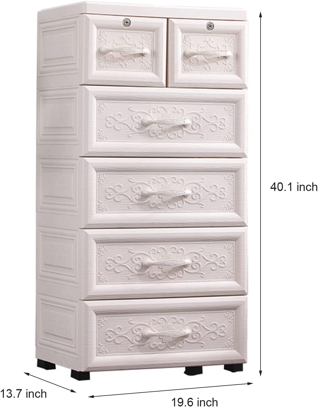 NLIBOOMLife Drawer Dresser Chest of Drawers Nightstand  Tall Dresser  Sturdy Organizer Unit  Easy Pull Closet Drawers   Cabinet for Clothing  Nursery  Bedroom-6 Drawers  Cabinet