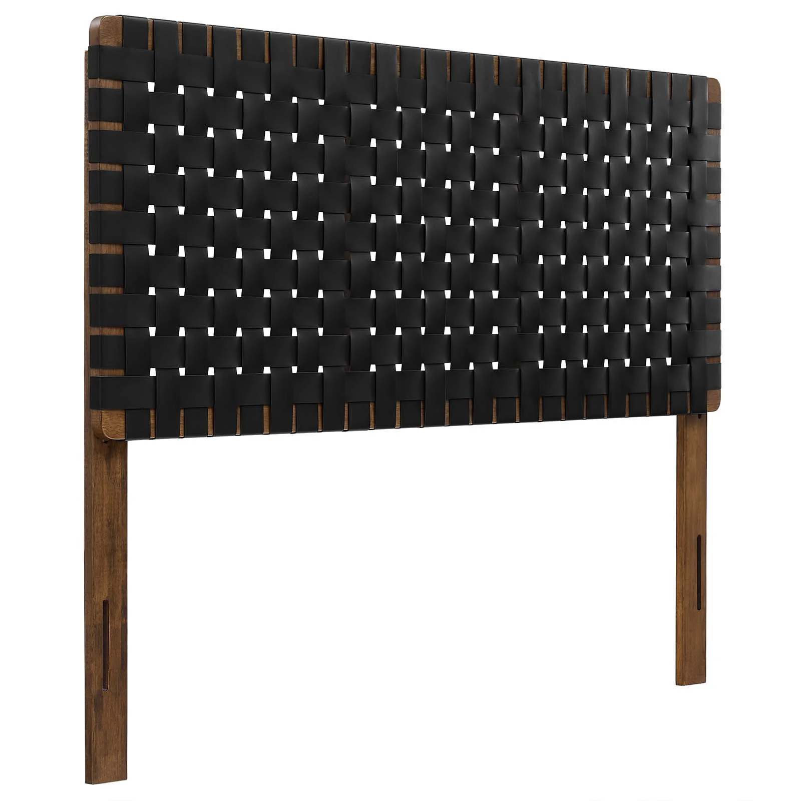 Modway Sparta Weave Full Vegan Leather Headboard in Walnut Black