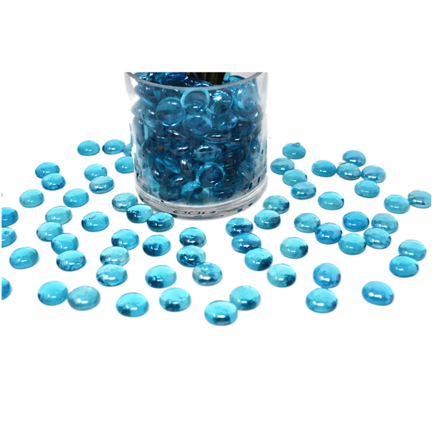 500 Pcs Ocean Blue Glass Gems, Pebbles, Mosaic Tiles, Marbles Vase Filler (5LB)