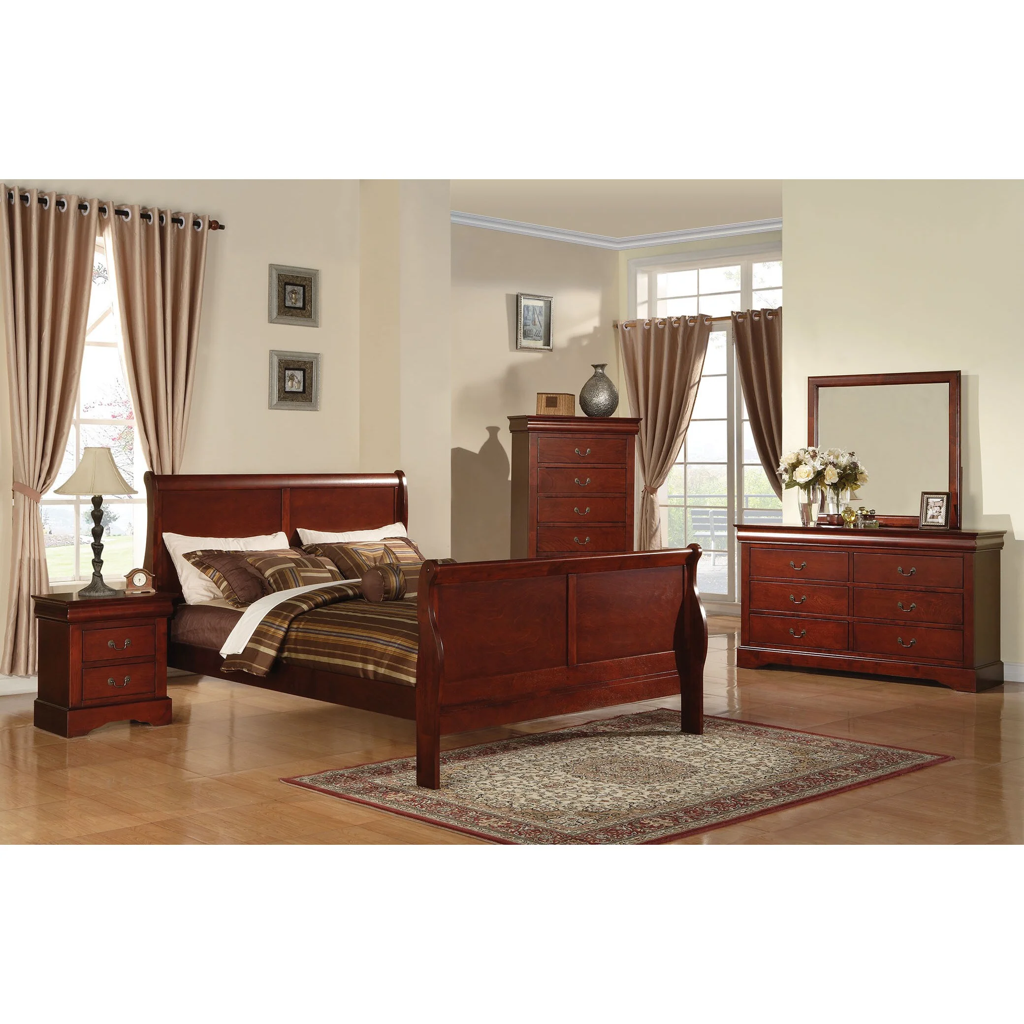ACME Furniture Louis Philippe III 2 Drawer Bedroom Wood Chest Nightstand, Cherry