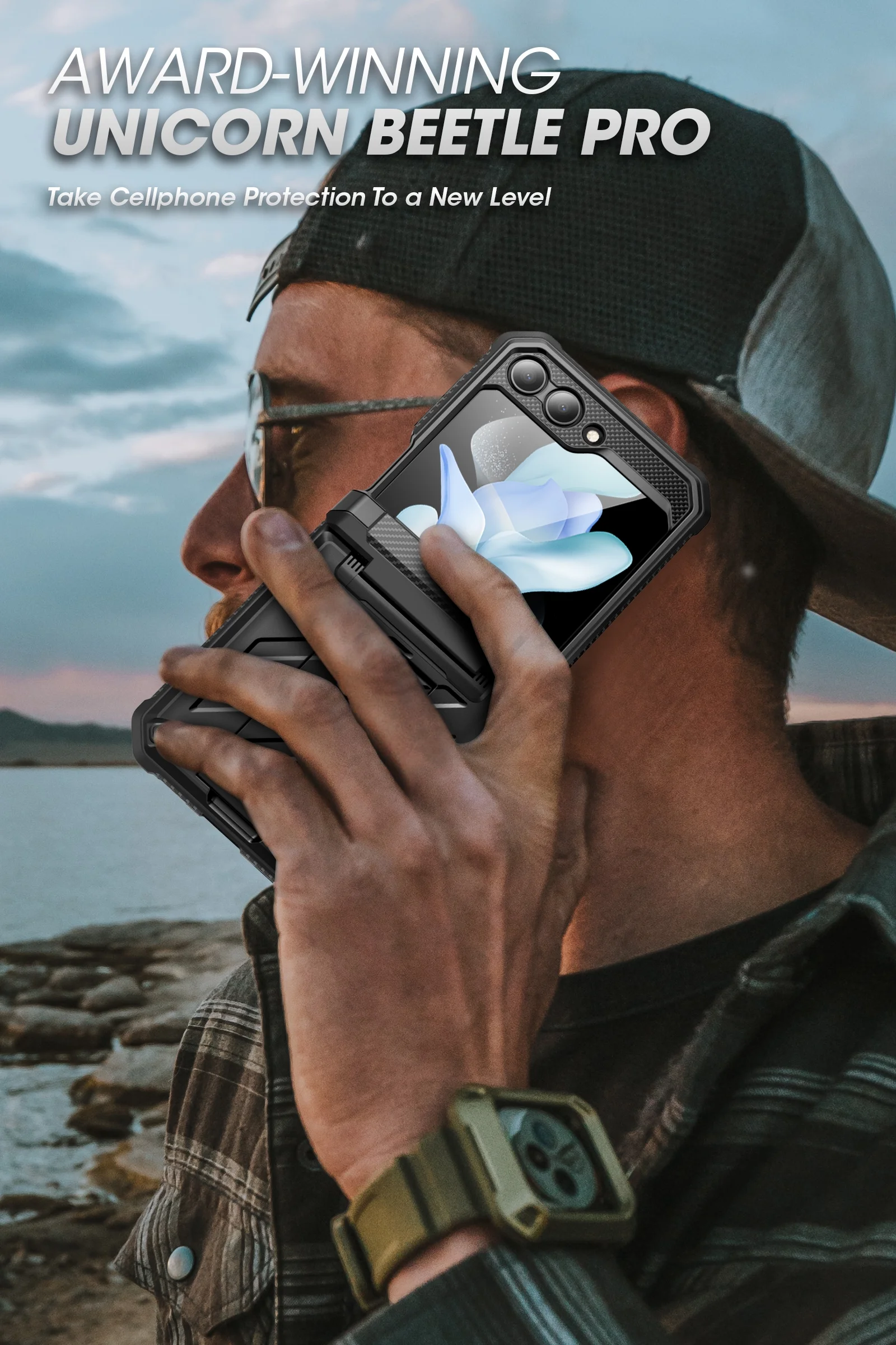 SUPCASE Unicorn Beetle Pro Series Case for Samsung Galaxy Z Flip 5 5G (2023), [Hinge Protection] Dual Layer Rugged Protective Case with Holster & Kickstand (Black)