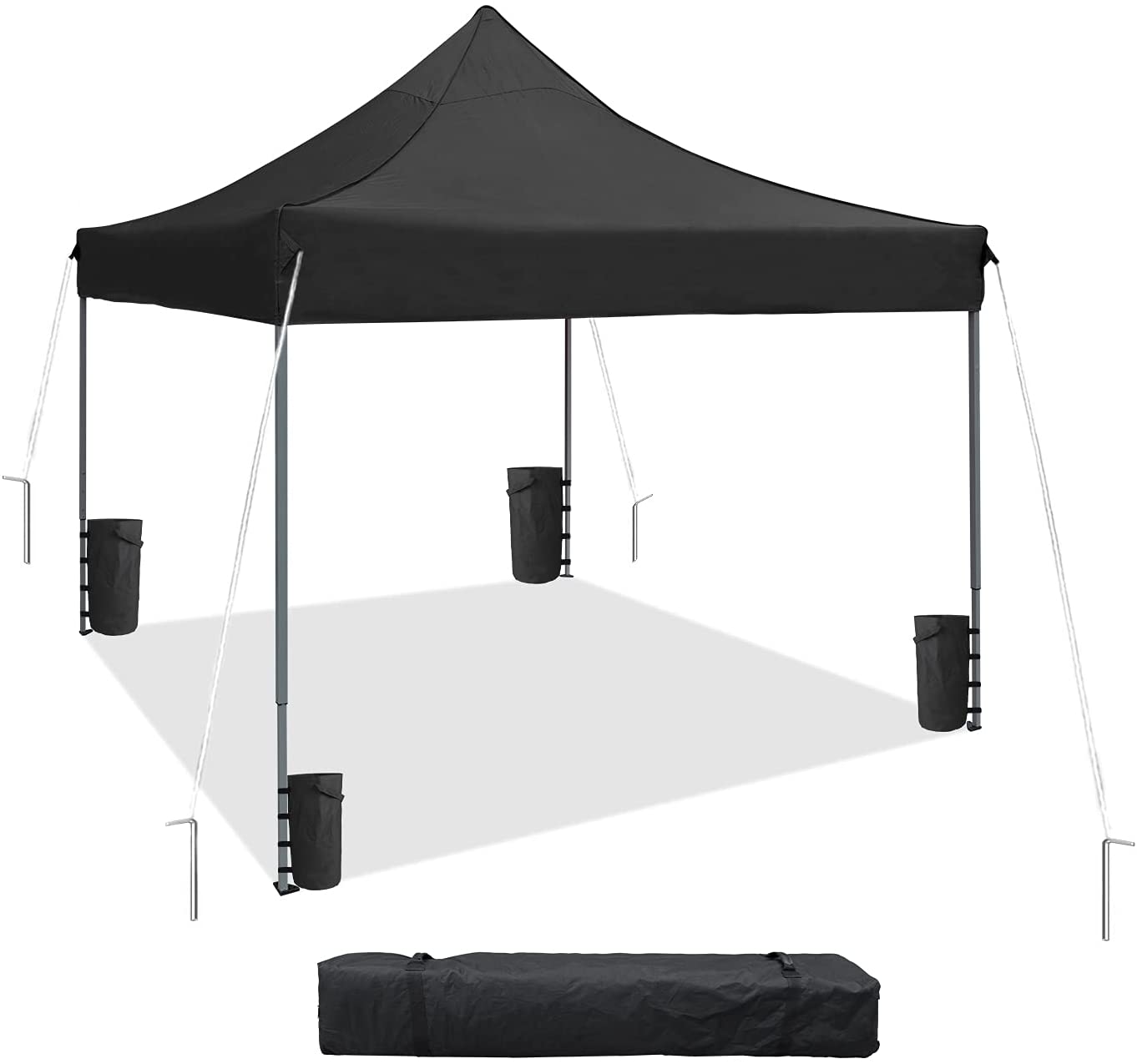 VICTAL 10' x 10' Pop-up Canopy with Straight Legs Wedding Party Tent Folding Gazebo Beach Canopy with Carry Bag, Black