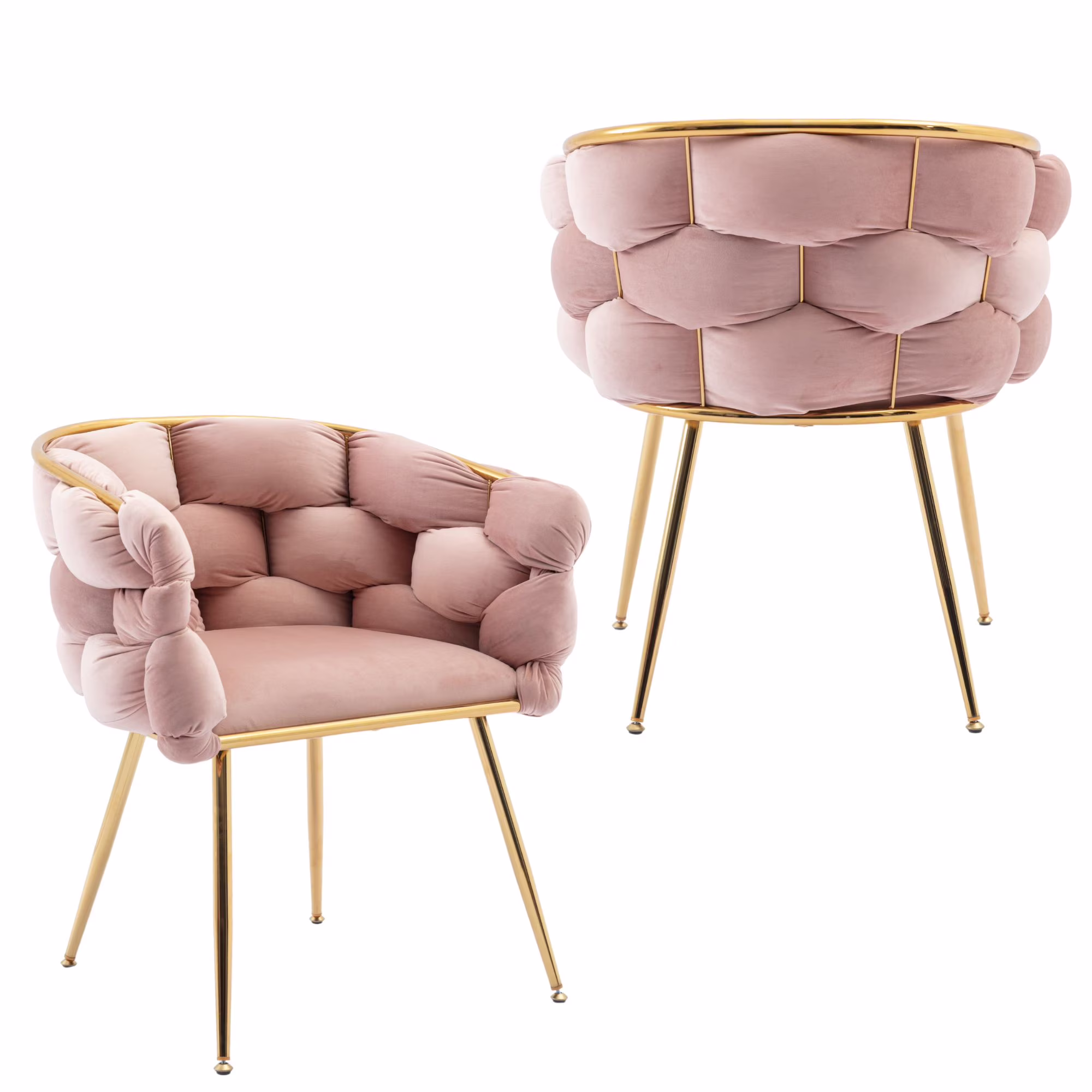 CoSoTower Luxury Modern Simple Leisure Velvet Single Sofa Chair Bedroom Lazy Person Household Dresser Stool Manicure Table Back Chair Pink Set of 2