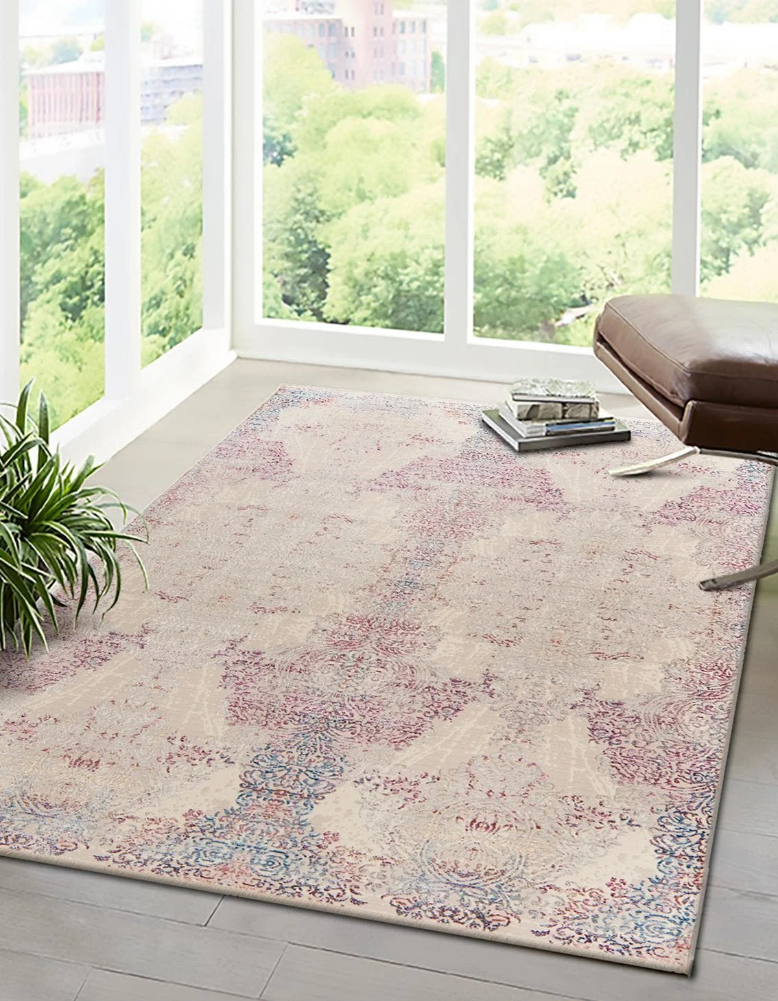 Rugs.com Deepa Collection Rug – 9' x 12' Ivory Medium Rug Perfect For Living Rooms, Large Dining Rooms, Open Floorplans