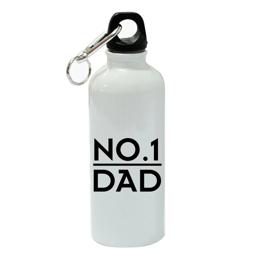 No. 1 Dad White Aluminum Sports 20 oz Water Bottle