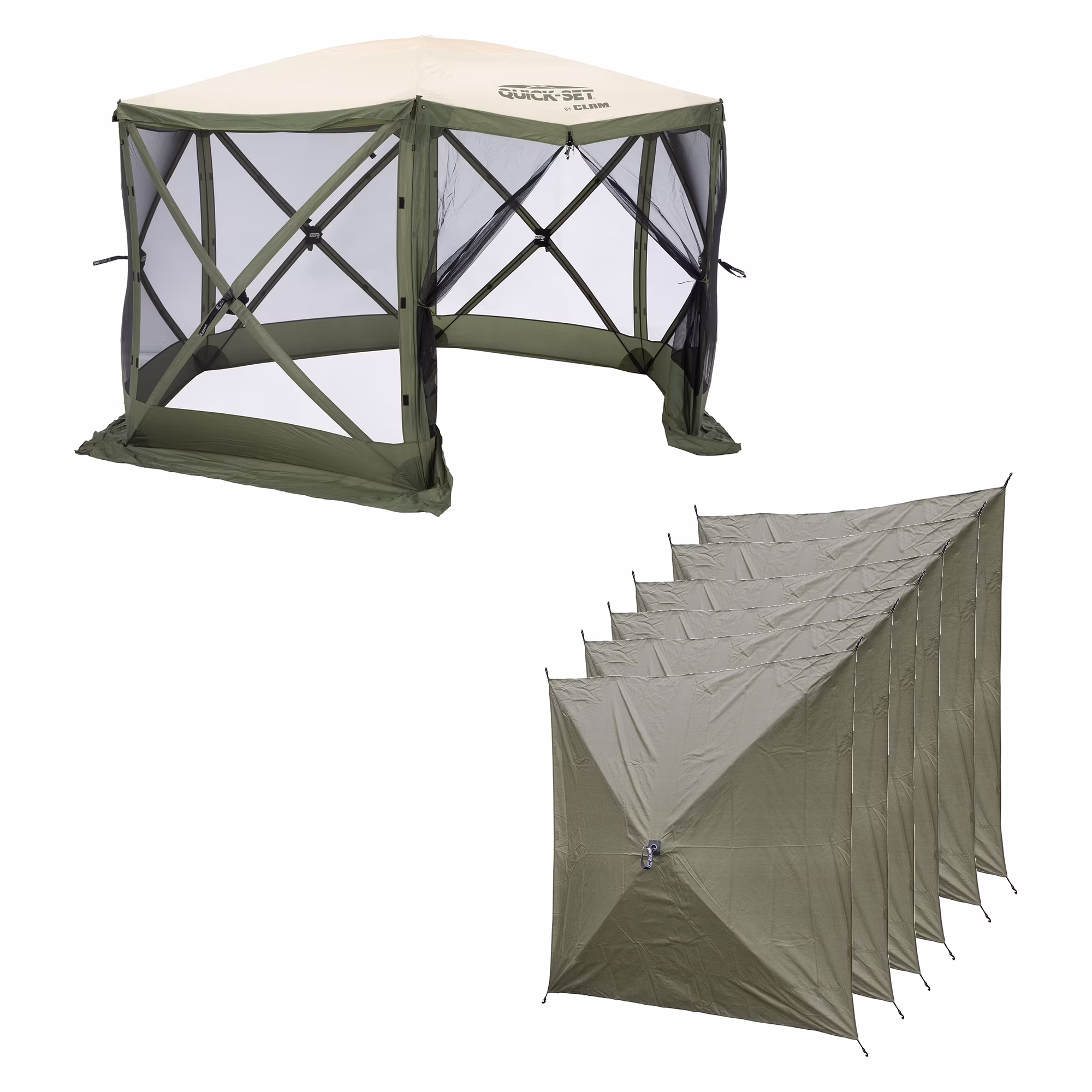 CLAM Quick Set 11.5 x 11.5 Ft Canopy + Clam Quick Set Screen (2 Pack)