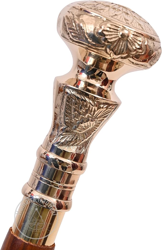 Asmara Nautical Vintage Brass Handle Victorian Telescope Fold able Wooden Walking Stick Walking Cane Ideal Gift