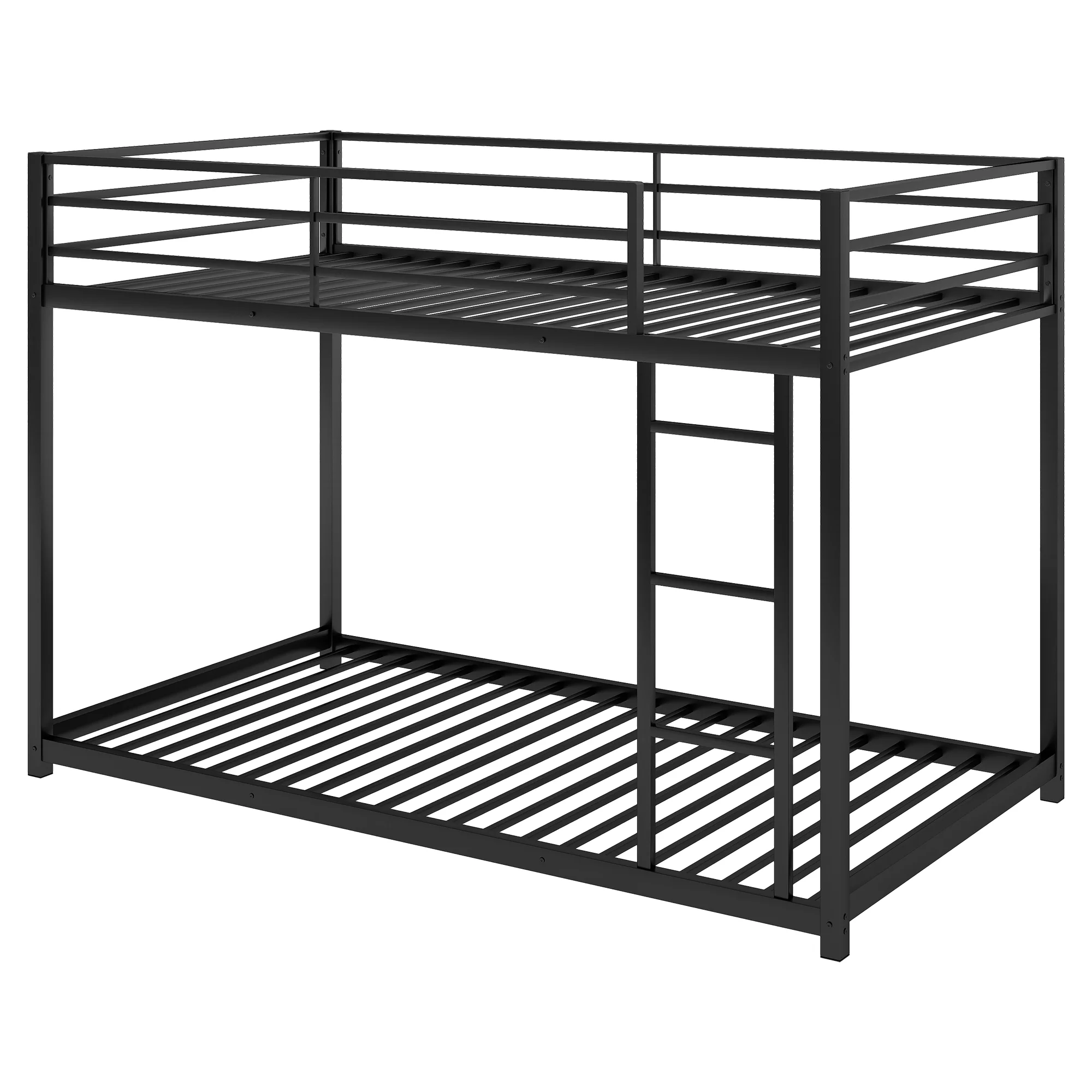 Nestfair Black Twin over Twin Metal Bunk Bed with Ladder