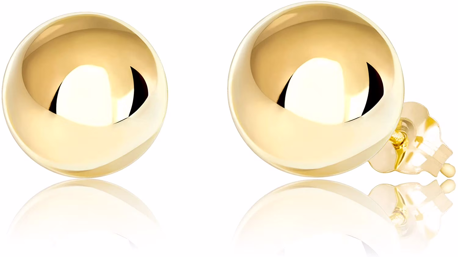 14K Gold Polished Ball Gold Stud Earrings 3MM-8MM, Available in Yellow, White, & Rose, 14K Gold Earrings, Next Level Jewelry
