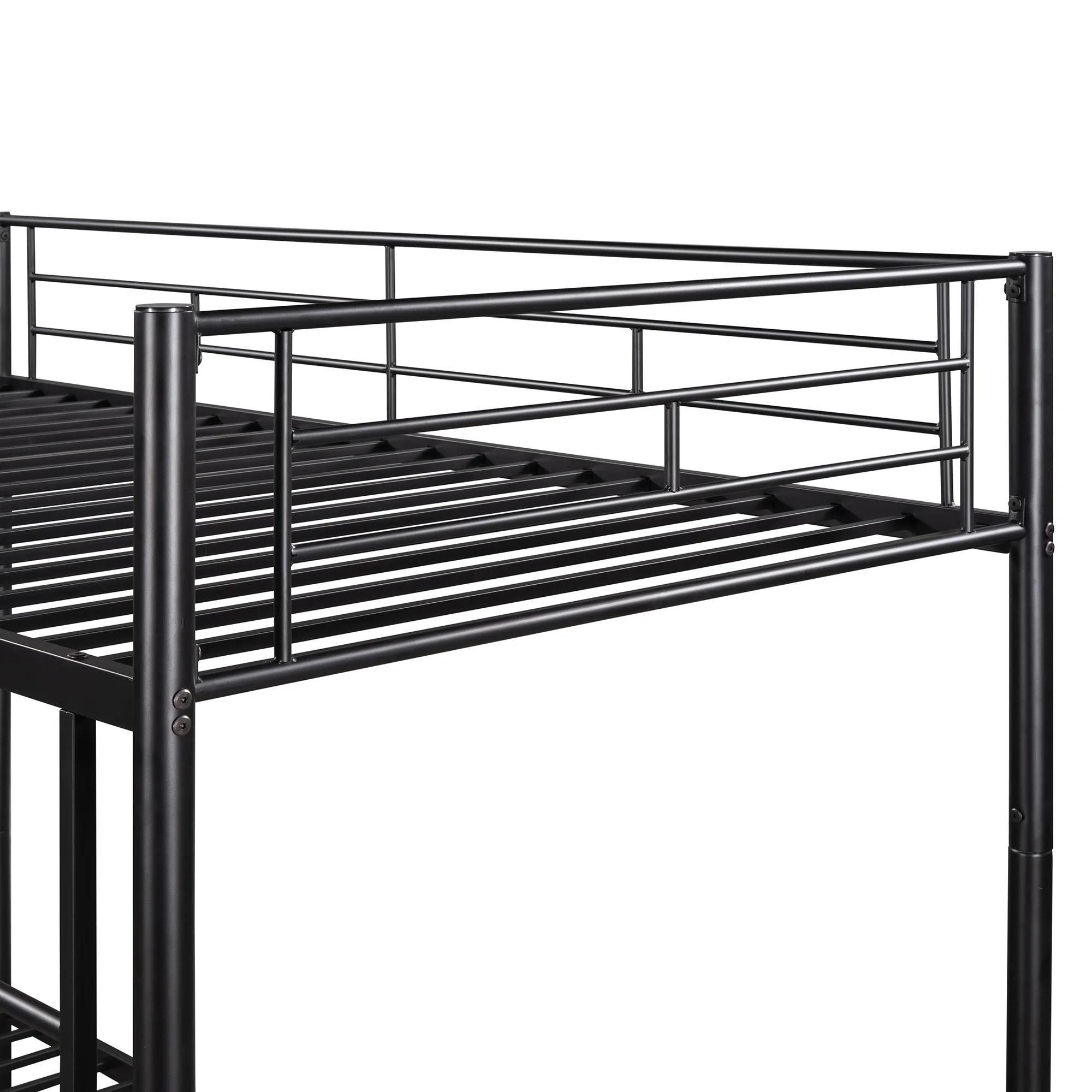 Twin Over Twin Metal Bunk Bed (Black)