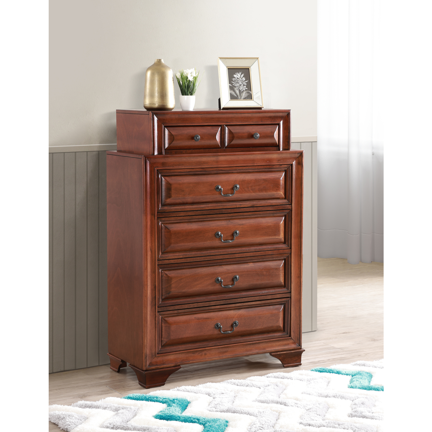 Glory Furniture LaVita 6 Drawer Chest in Oak