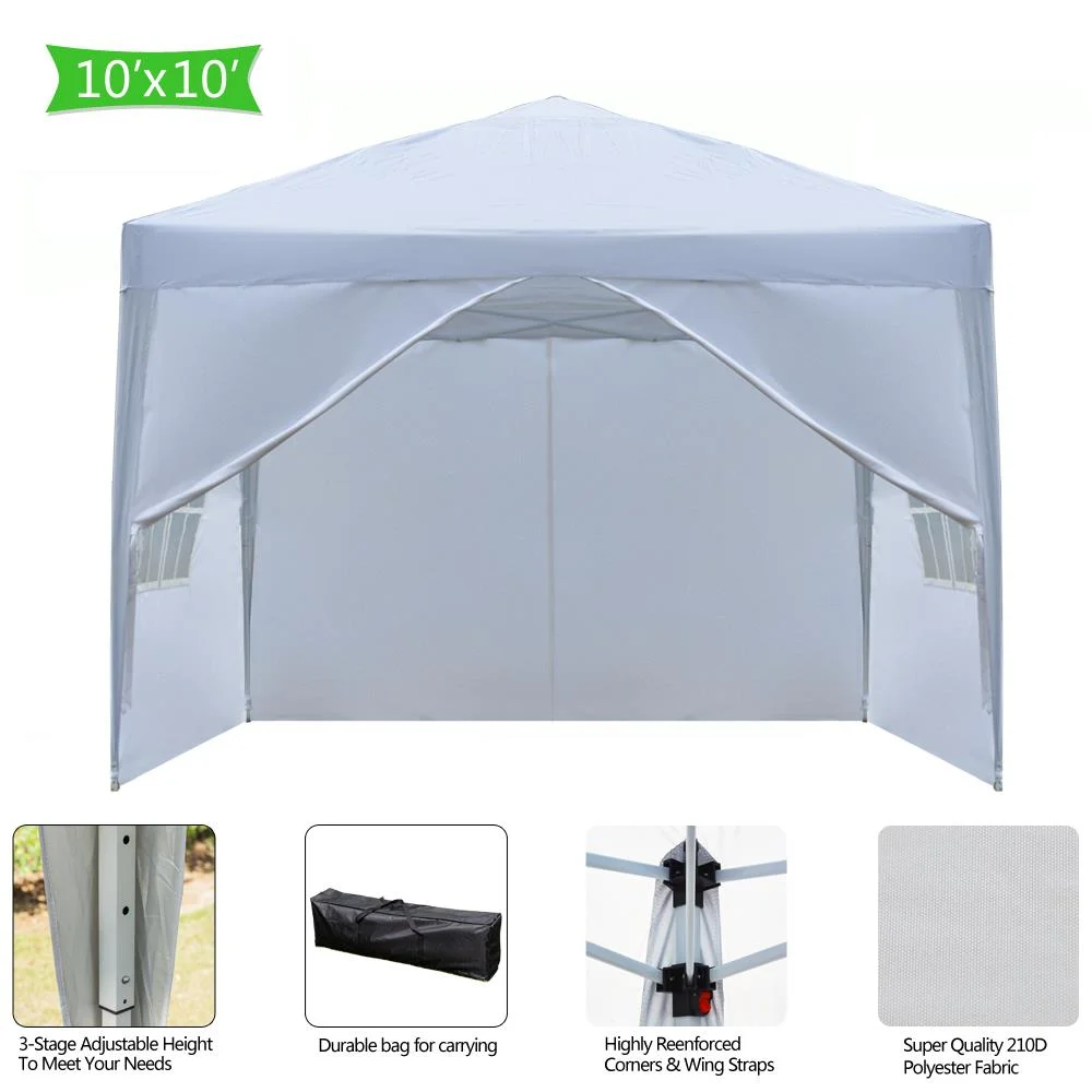 Zimtown 10' x 10' Pop Up Canopy Tent Instant Practical Waterproof Folding Tent w/4 with Carry Bag White