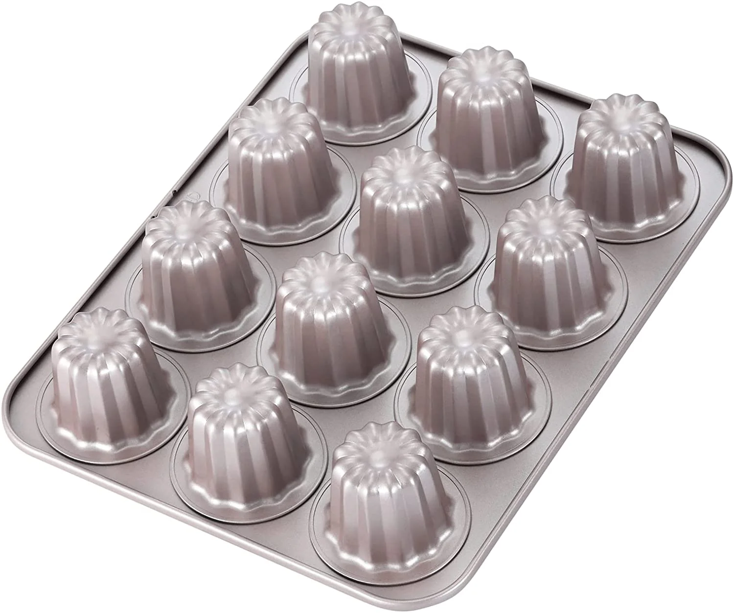 CHEFMADE Canele Mold, 12-Cavity Non-Stick Cannele Cake Muffin Bakeware Cupcake Pan for Oven Baking