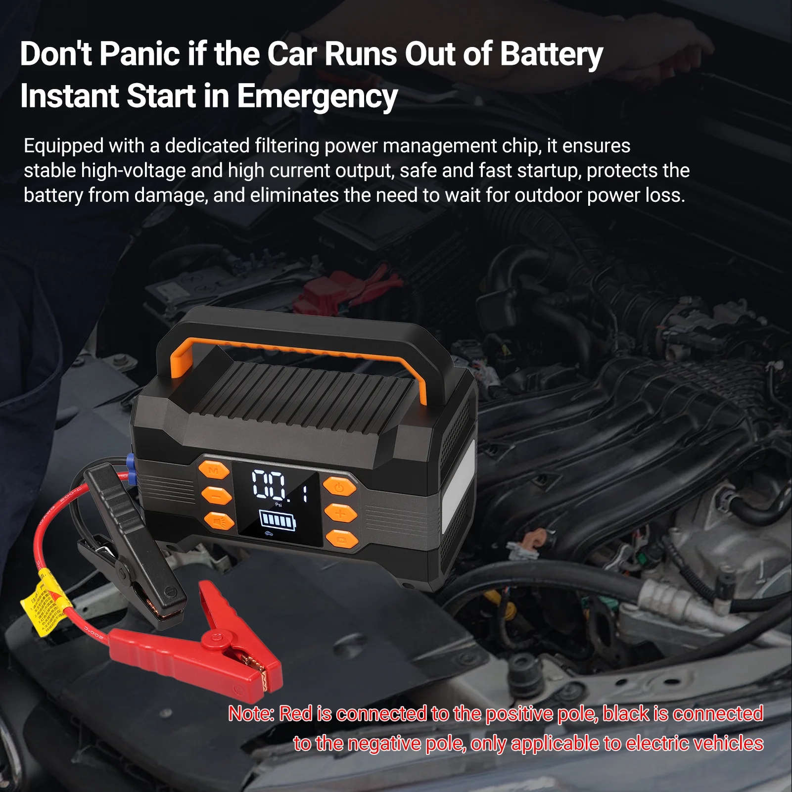 Lepmerk Emergencysupply,Compressor Tire Pump Tire Supply Car Air Compressor Portable AutoSupply Supply 600a Peak Tire Pump Portable Air Jump 600a Peak Current Tire Inflator Car Jump