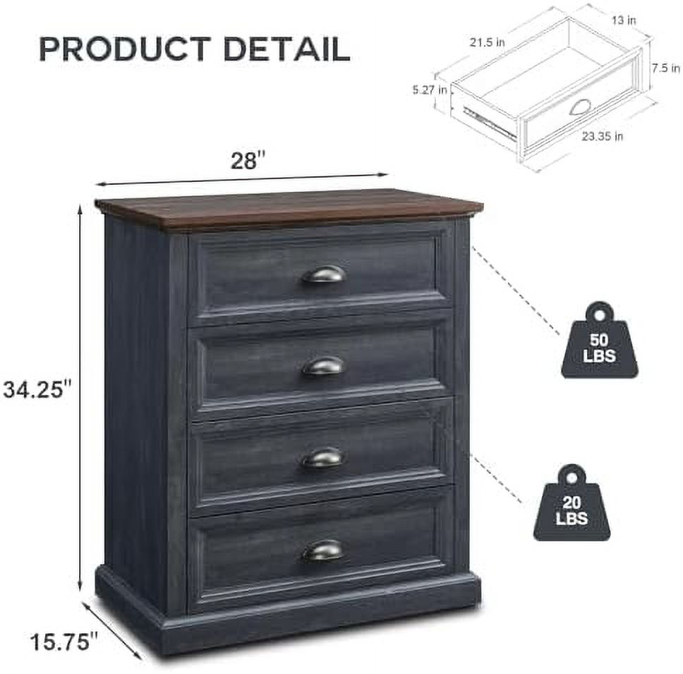 TJUNBOLIFE Dresser for Bedroom 8 Drawer Bedroom Dresser Chest of Drawers Organizer   Farmhouse Wood Rustic Tall Dresser Chest of Drawer for Closet  Living Room  Children's Room Dark G