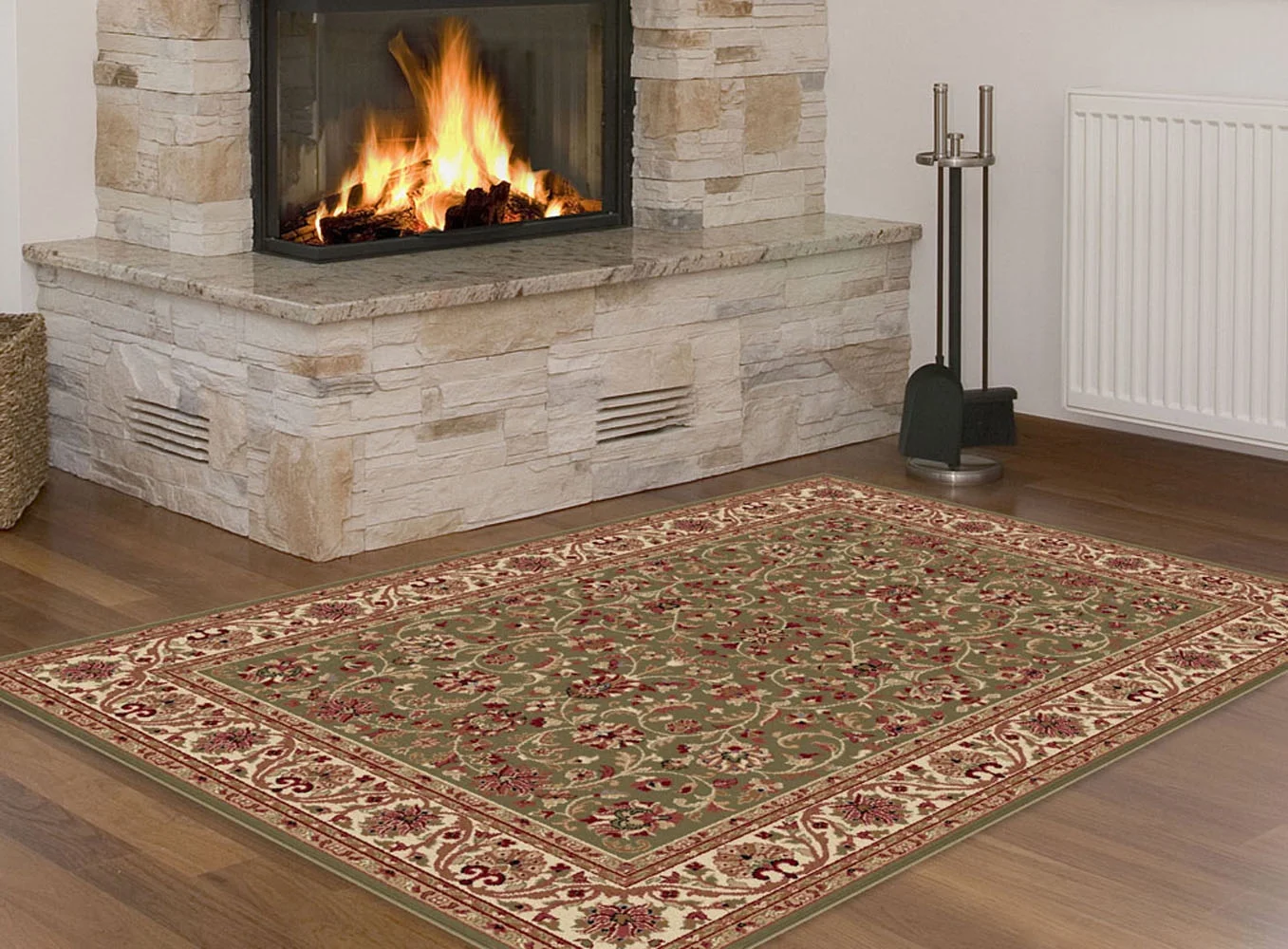 Tayse Sensation Area Rug 4815 GREEN Traditional Green Vines Leaves 5' 3