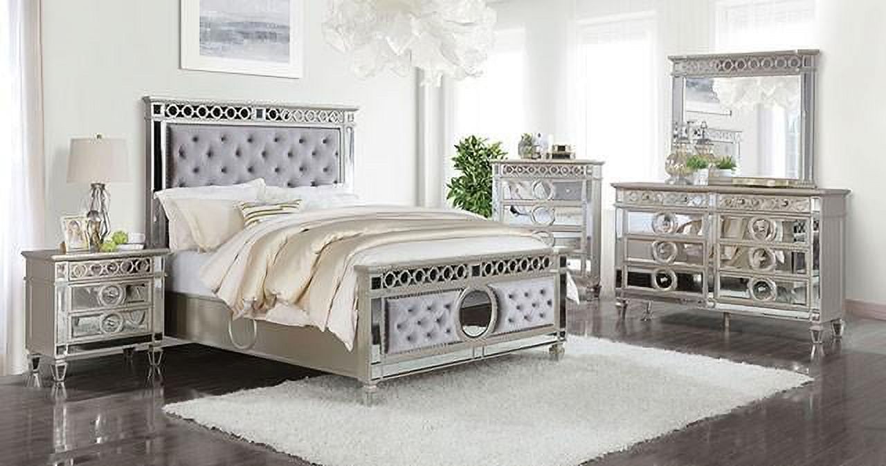 Transitional Champagne Solid Wood King Bedroom Set 5pcs FOA CM7134 Marseille