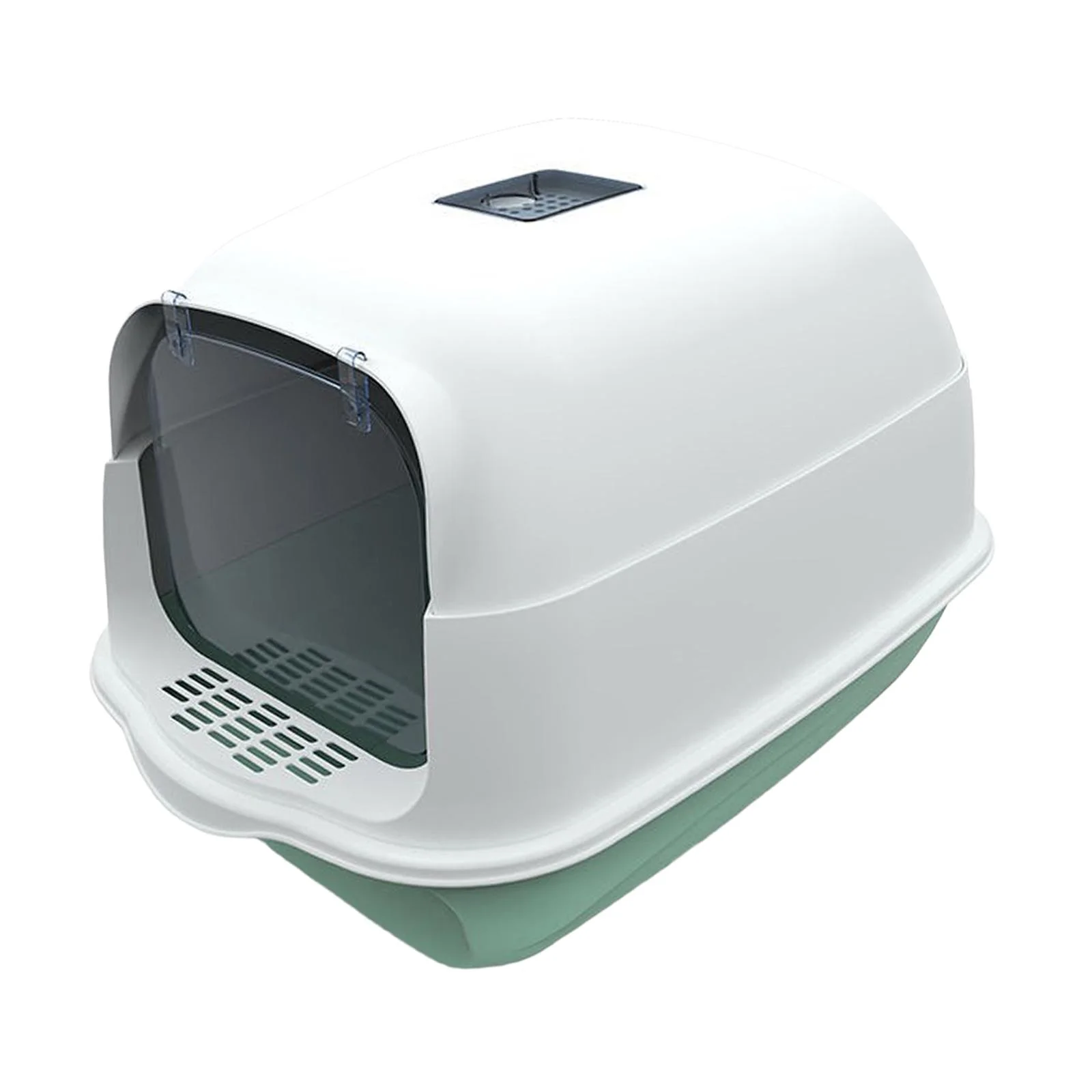 Cat Fully Enclosed Easy to Clean Prevent Smell Anti Splashing Waterproof Litter Pan Reusable Toilet Pet Supplies Cat Toilet Green Bottom