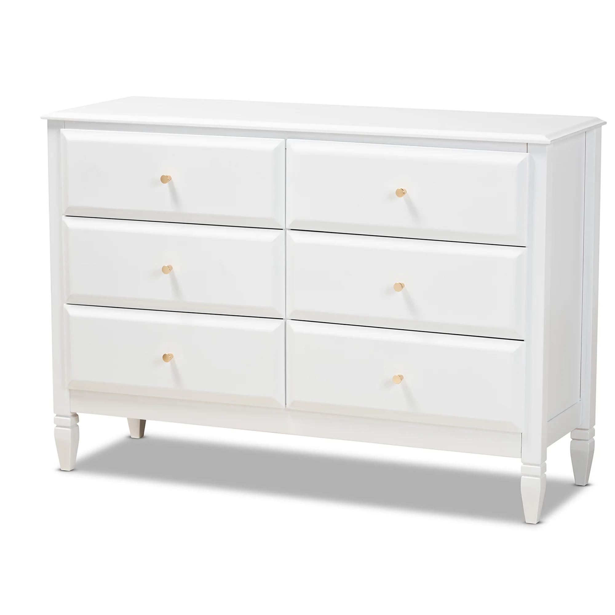 Baxton Studio Naomi Classic and Transitional White Finished Wood 6-Drawer Bedroom Dresser