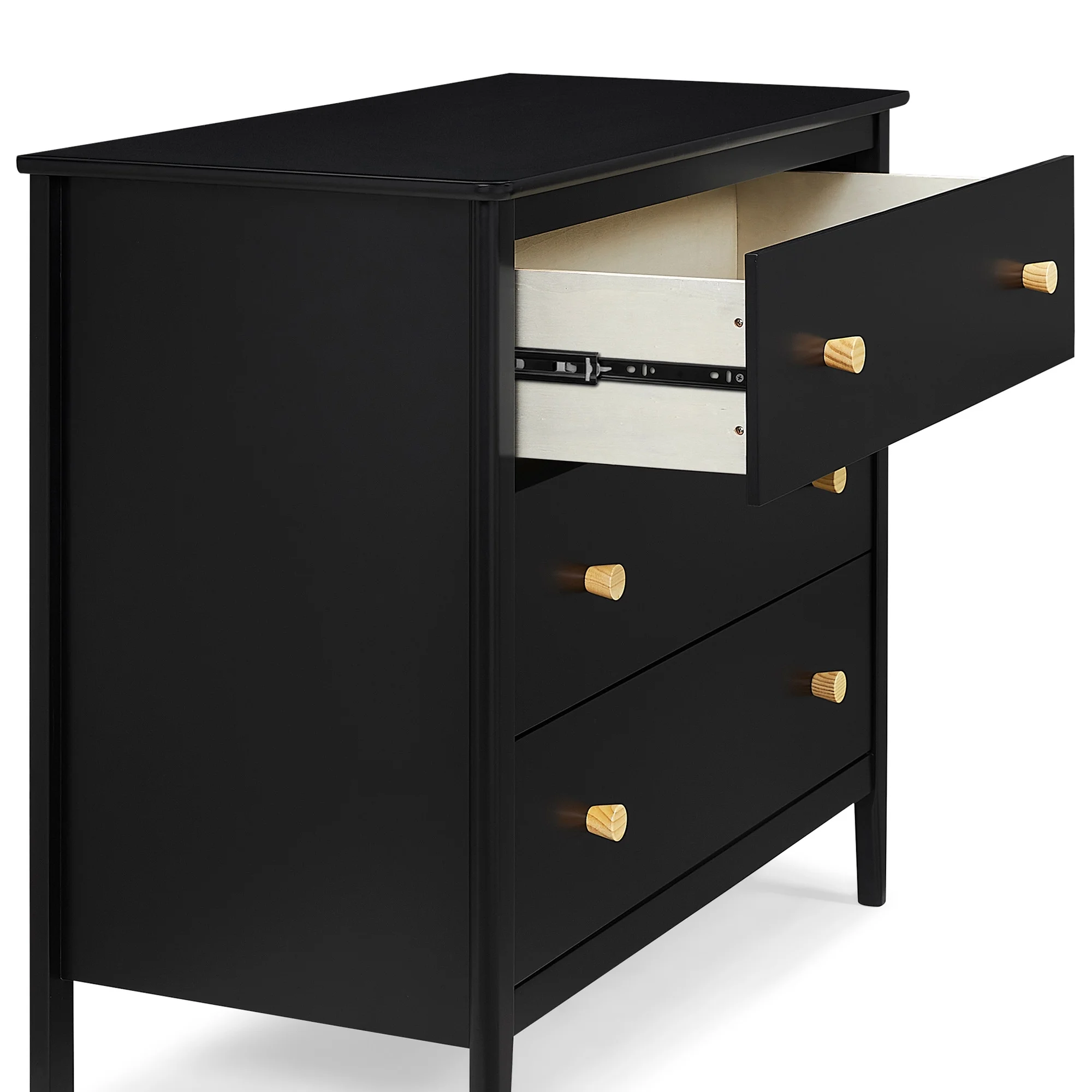 Delta Children Casey 3 Drawer Dresser with Interlocking Drawers, Black Ebony/Natural