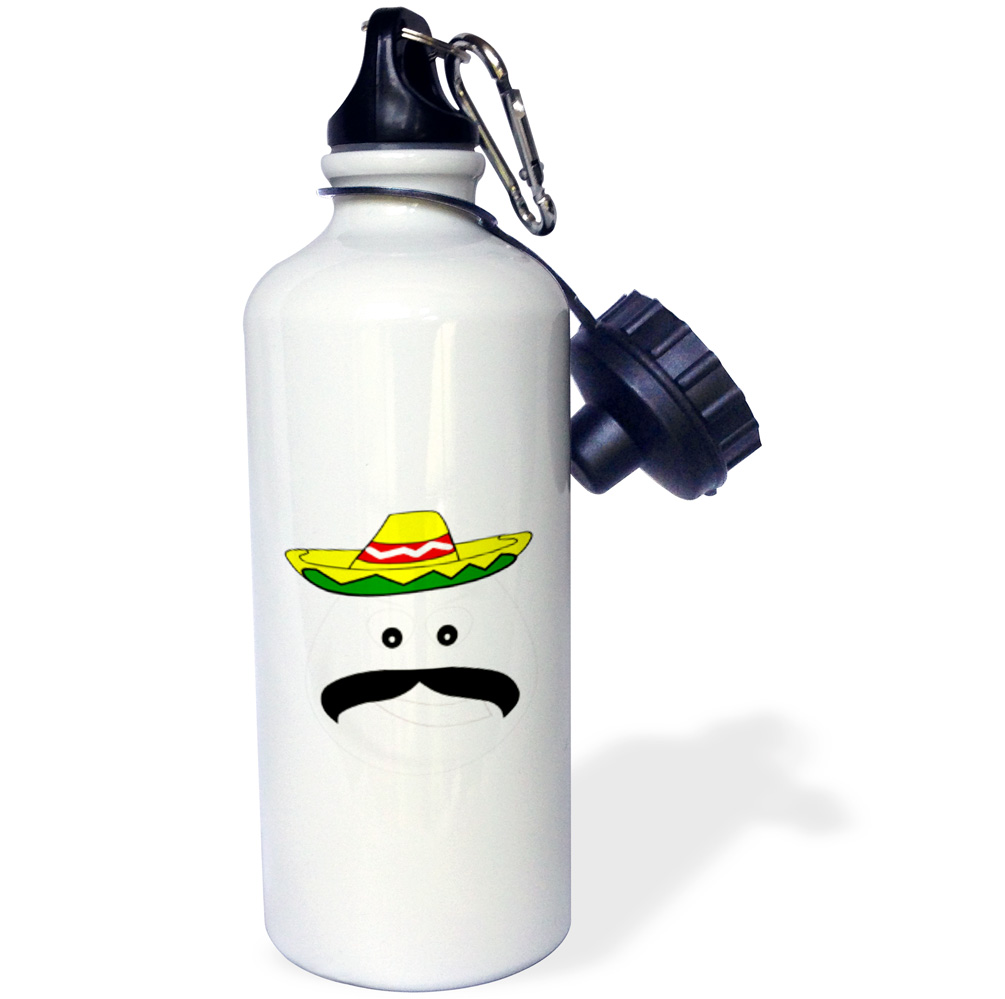 3dRose Image of Egg With Sombrero With Moustache Cartoon - Water Bottle, 21-ounce