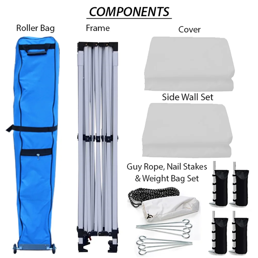 King Canopy Ares 10'x10' Instant Pop up Canopy Booth, 1 1/2 Inch Leg, Steel Frame, White